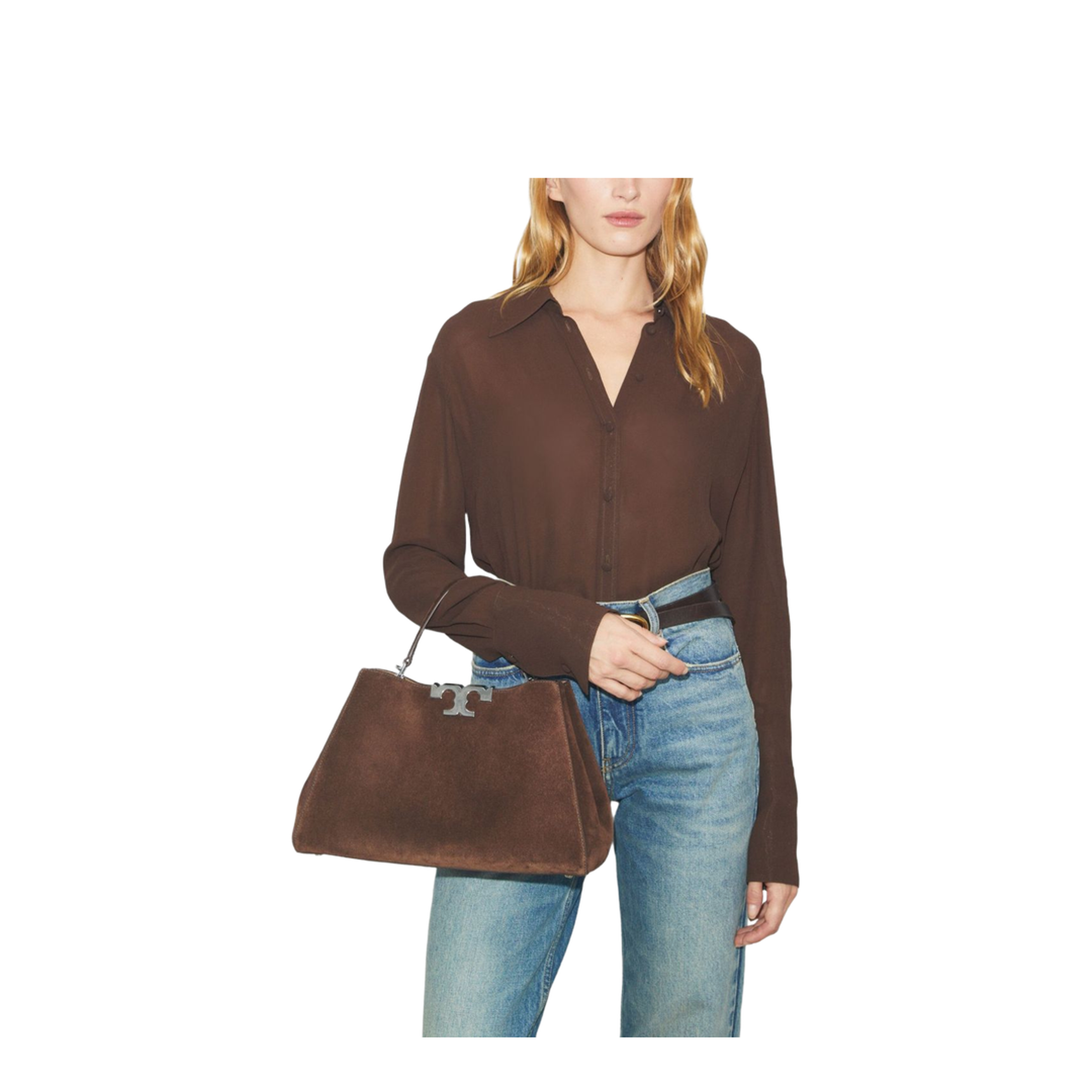 Eleanor Suede Satchel - Dark Cocoa - Image 3