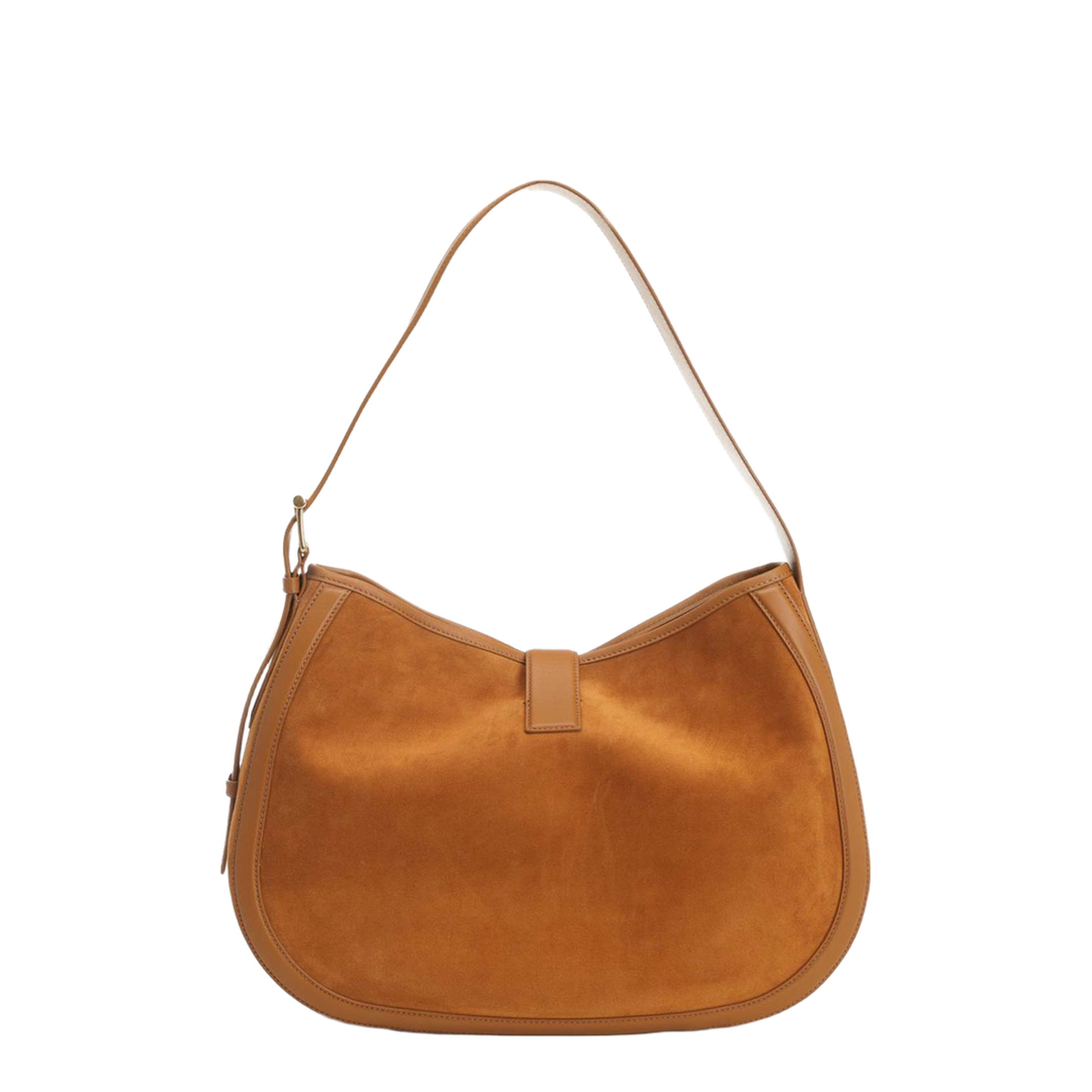 T-Buckle Suede Shoulder Bag - Brown - Image 3