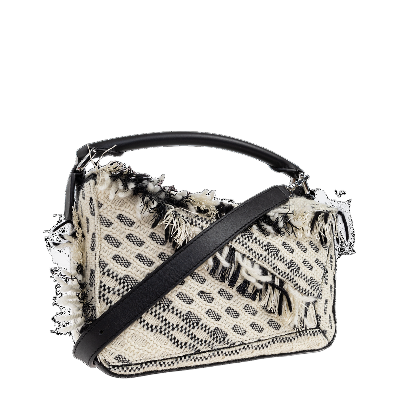 Puzzle Small Handbag Jacquard Black White - Image 4