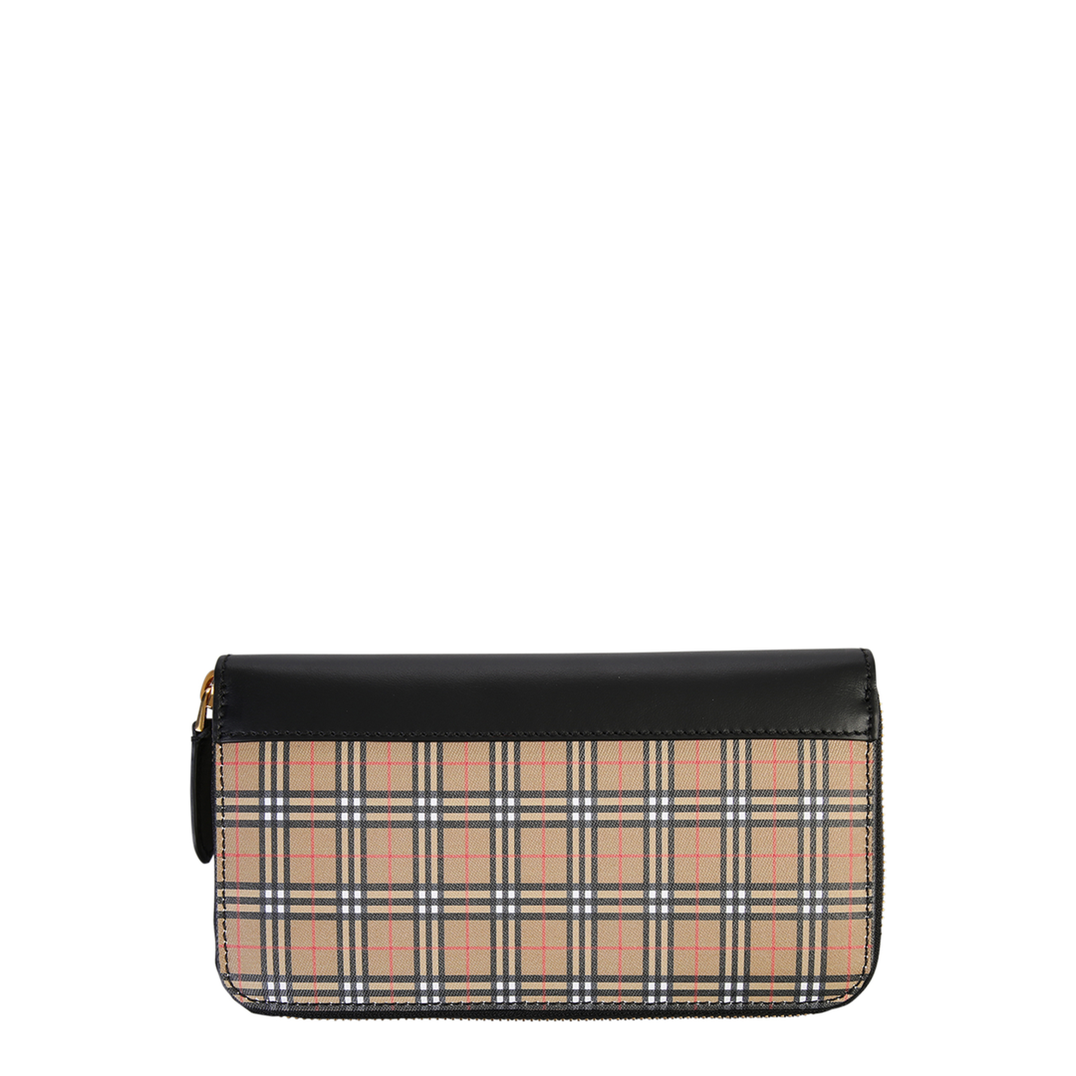 Check Leather Zip Wallet - Archive beige/briar brown - Image 1