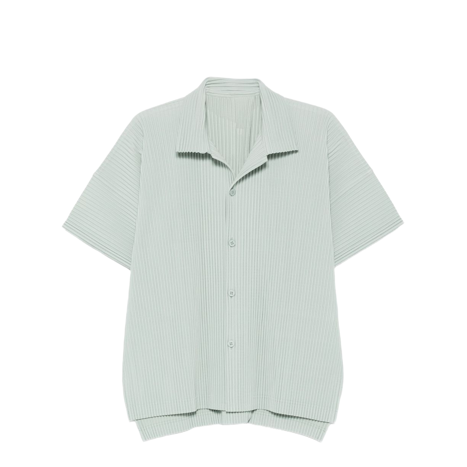Light Green Short Sleeves Button Fastening Collared Top - Image 1
