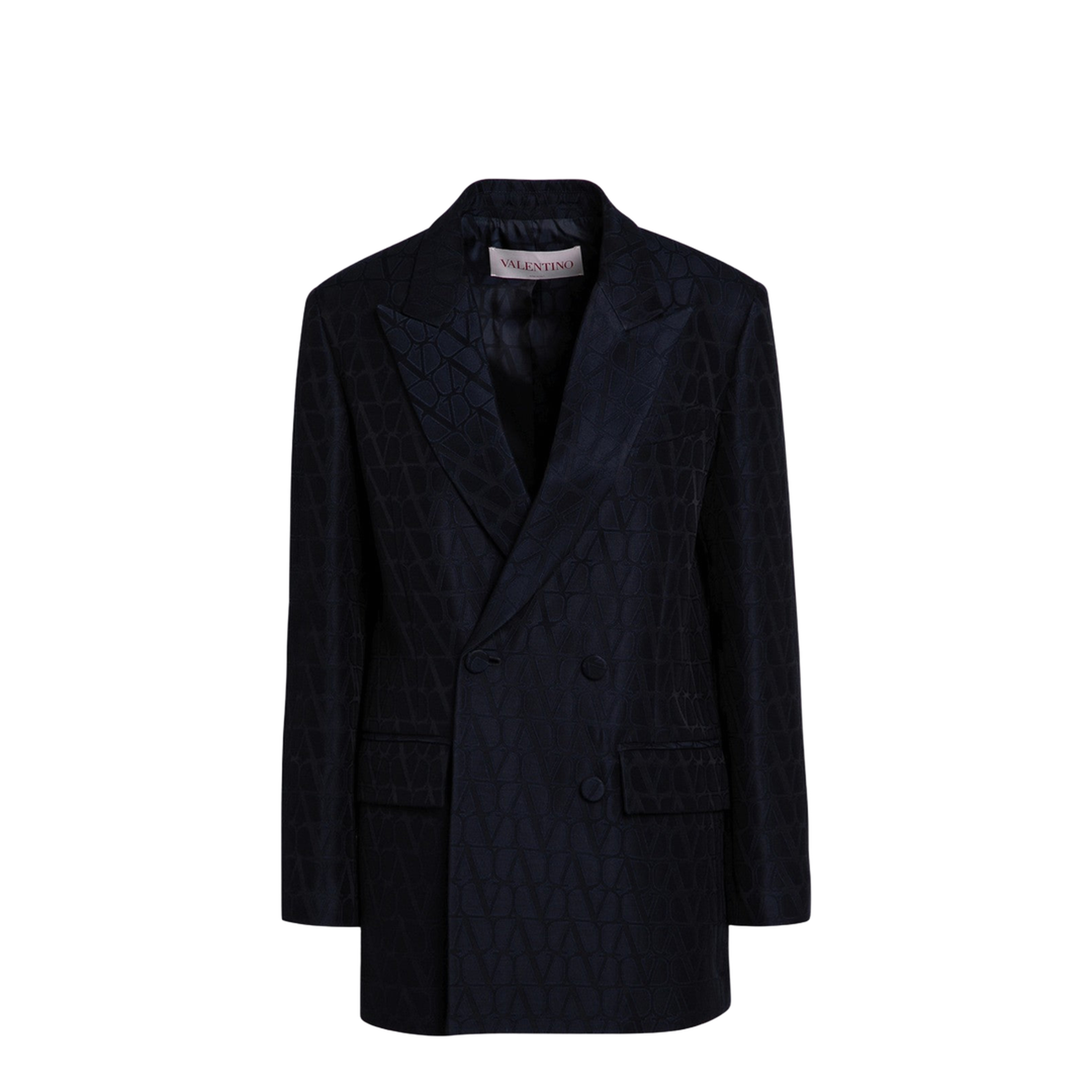 Navy Blue Double-Breasted Jacket Toile Iconographe - Image 1