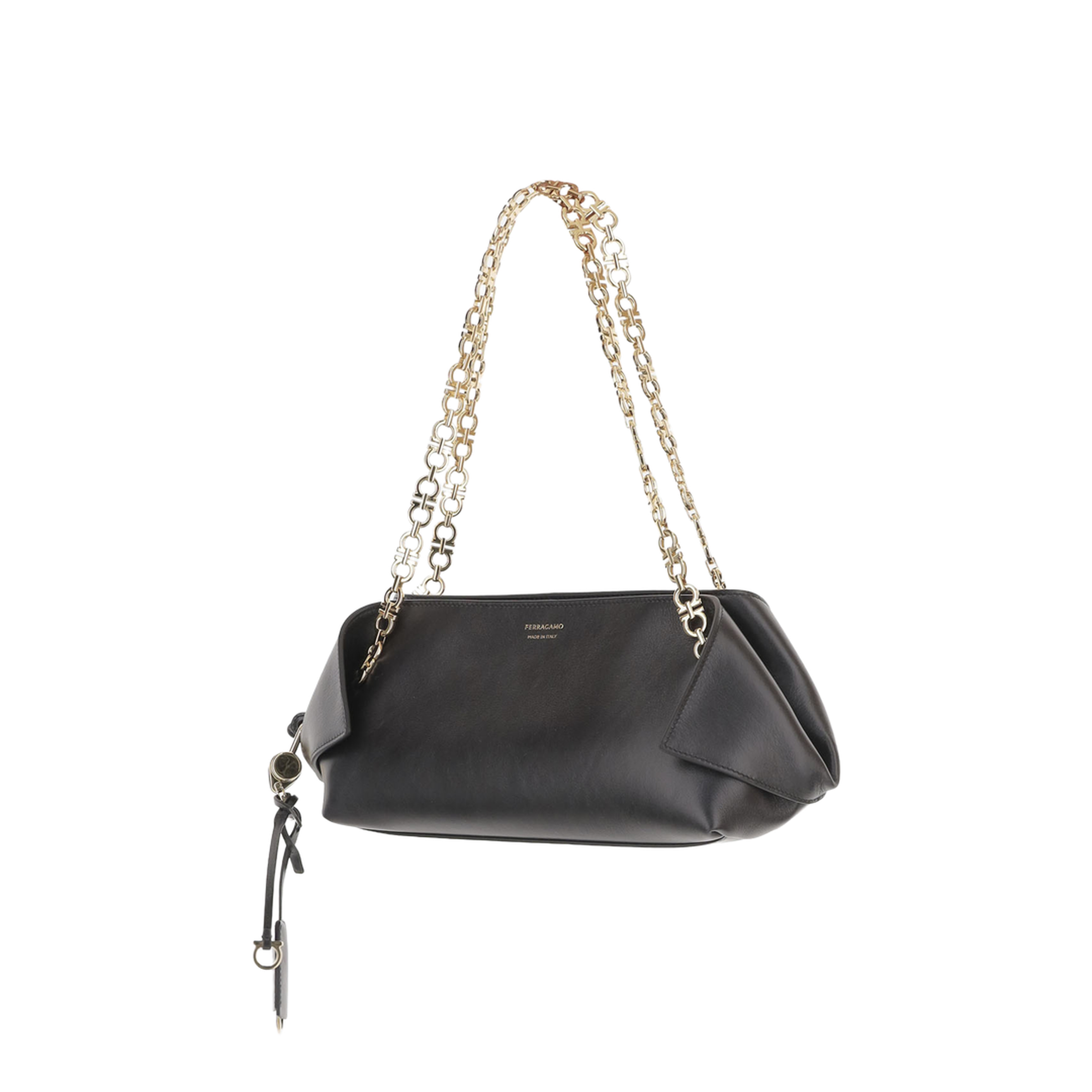 Chain Folded Small Shoulder Bag - Black - Image 2