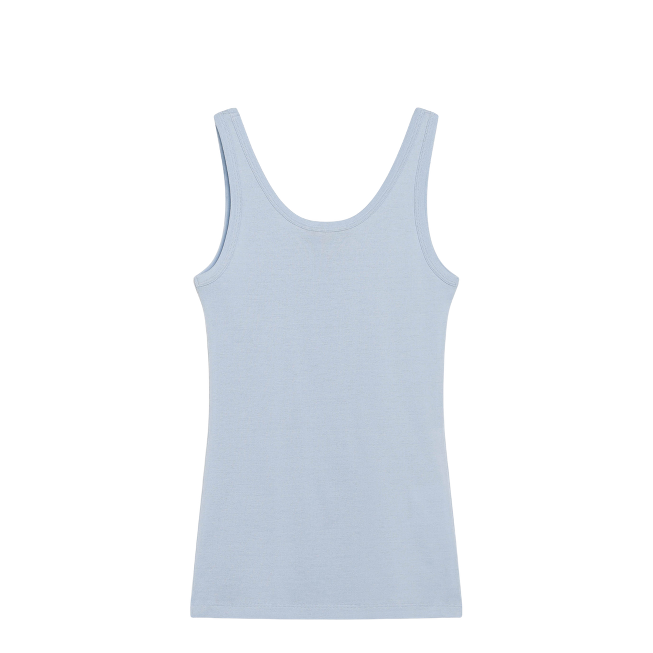 Ribbed Cotton Top with Triangle Logo in Sky Blue - Image 2