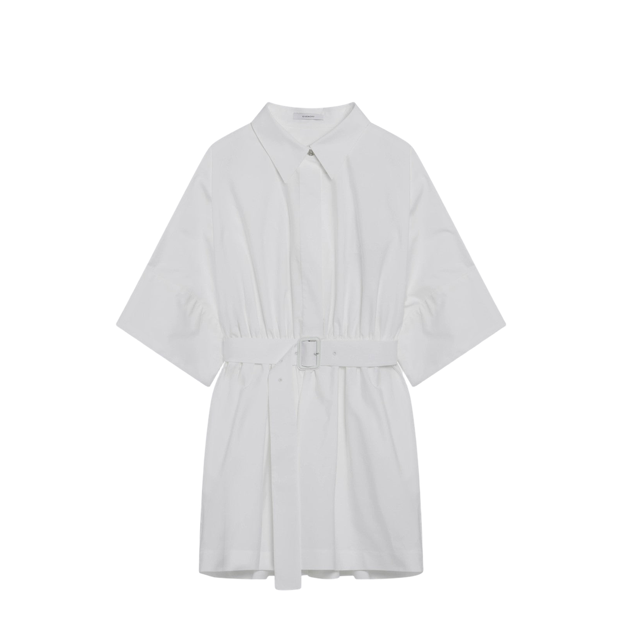 Mini Chemisier Dress in White Poplin - Image 1