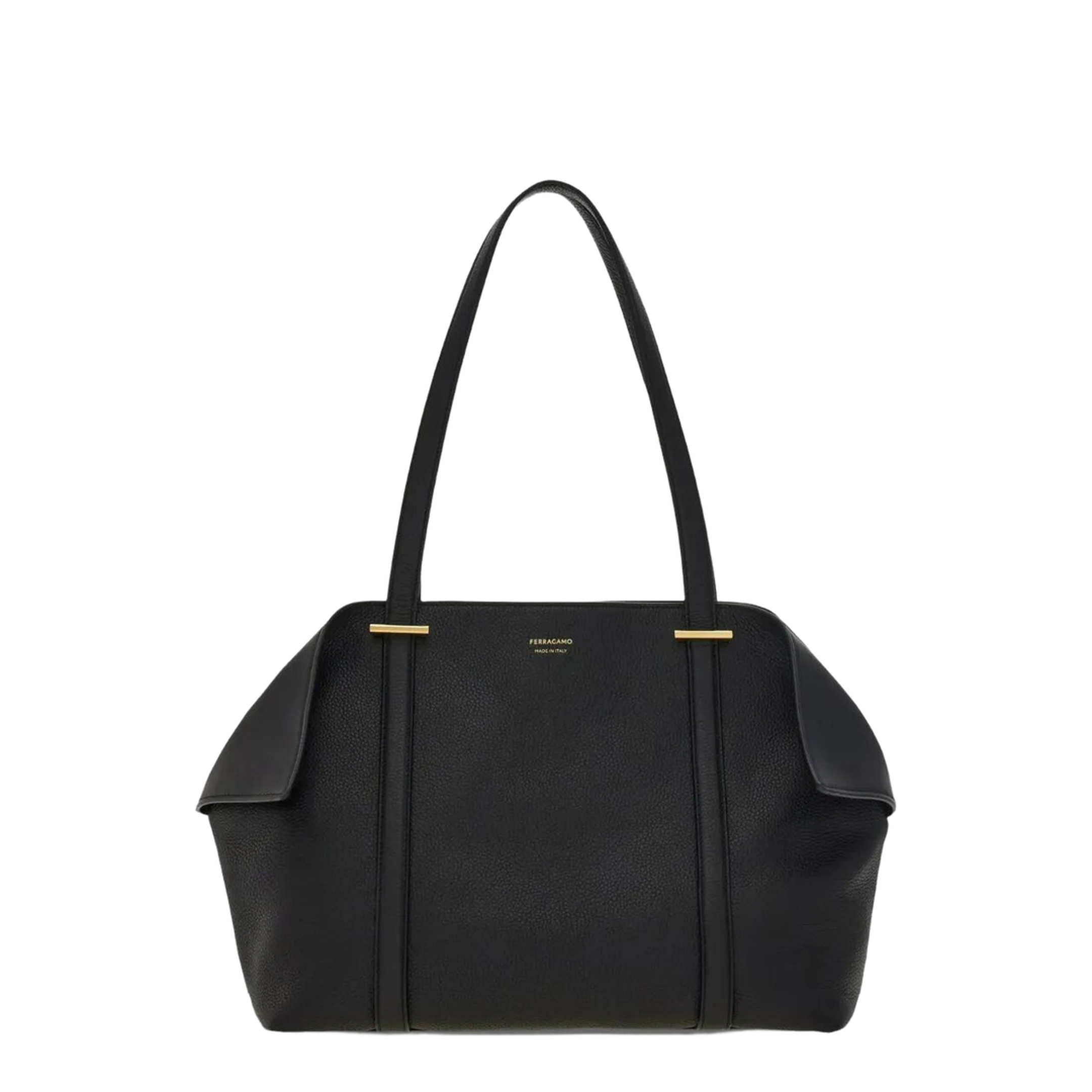 Folded Medium Calfskin Tote Bag - Black - Image 1