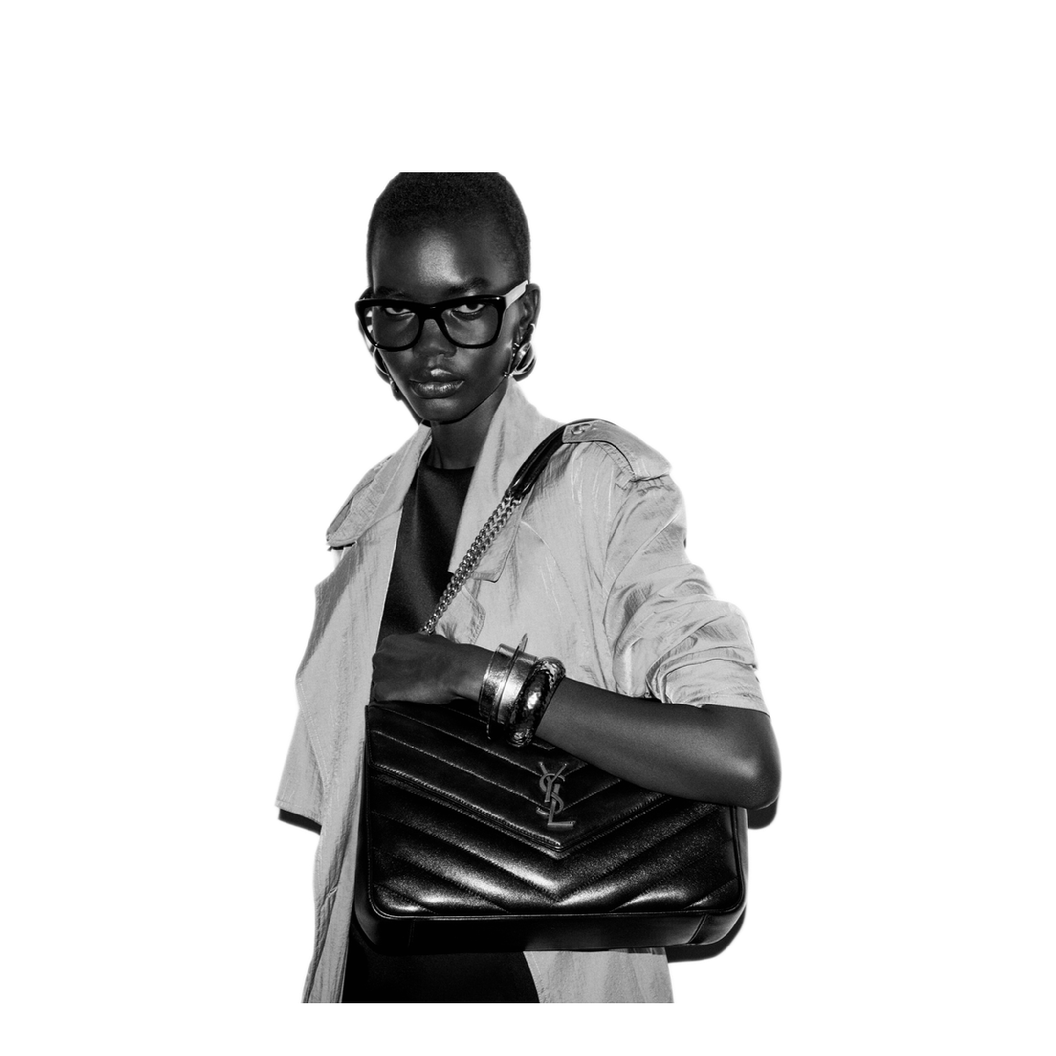 Loulou Large Matelassé Lambskin Tote - Black - Image 3