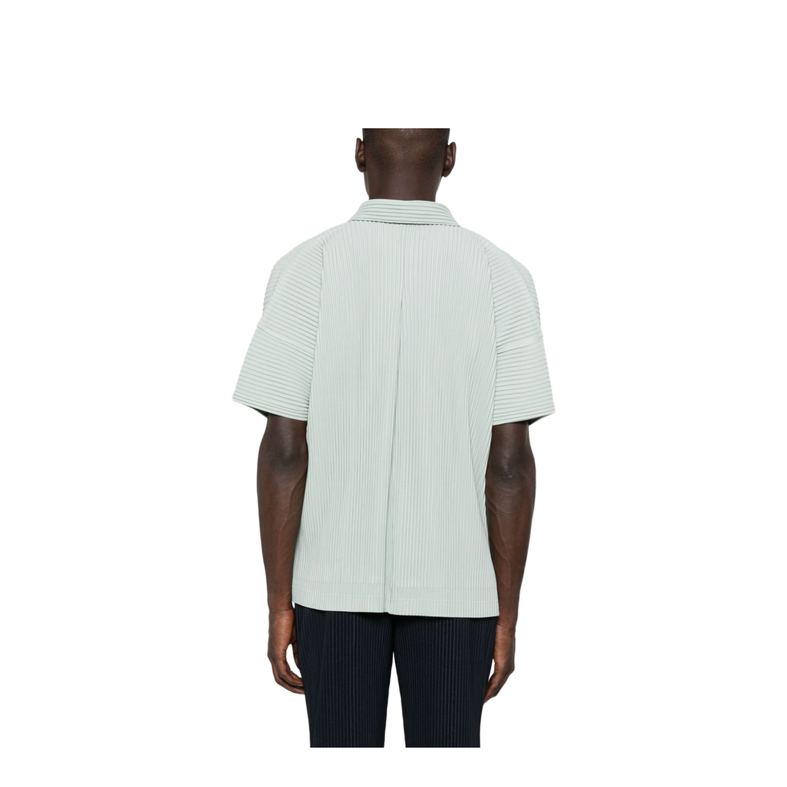 Light Green Short Sleeves Button Fastening Collared Top - Image 4