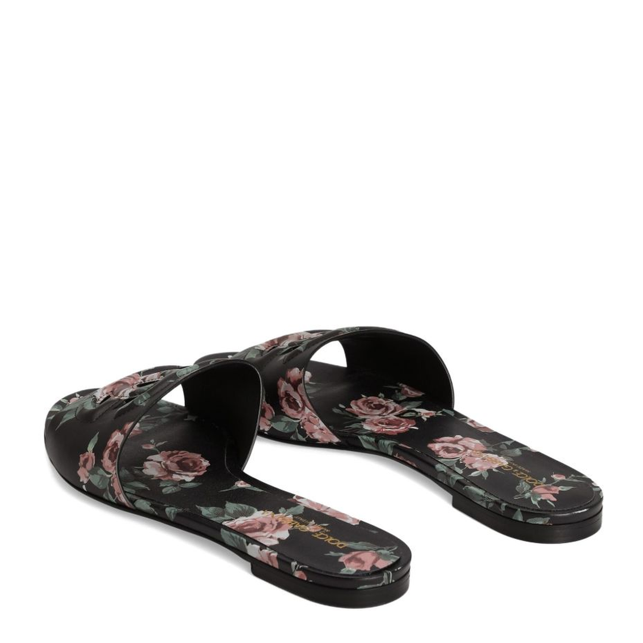 Black Slide Sandals with Cut Out Logo - Image 3