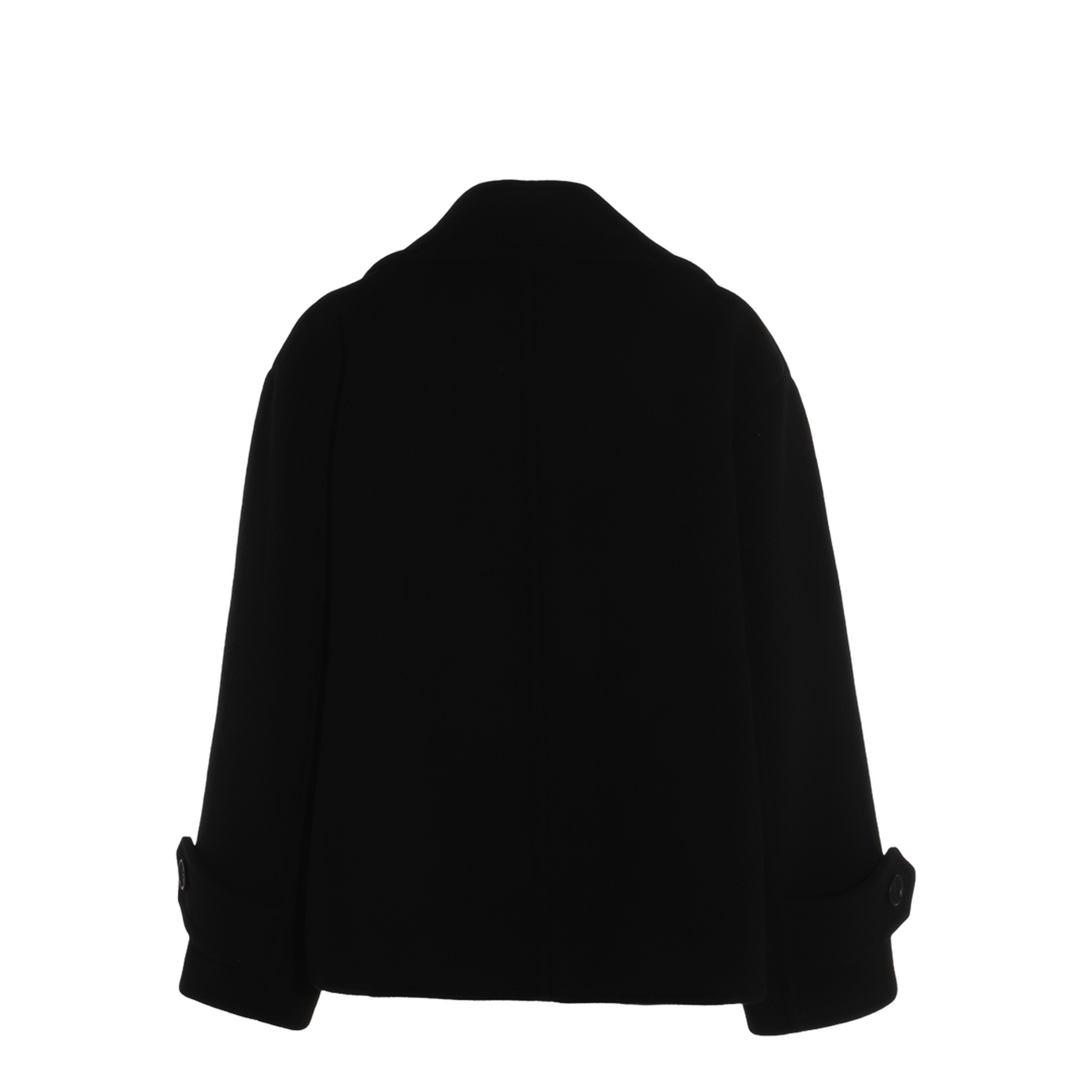 Oversized Wool Short Coat - Black - Image 4