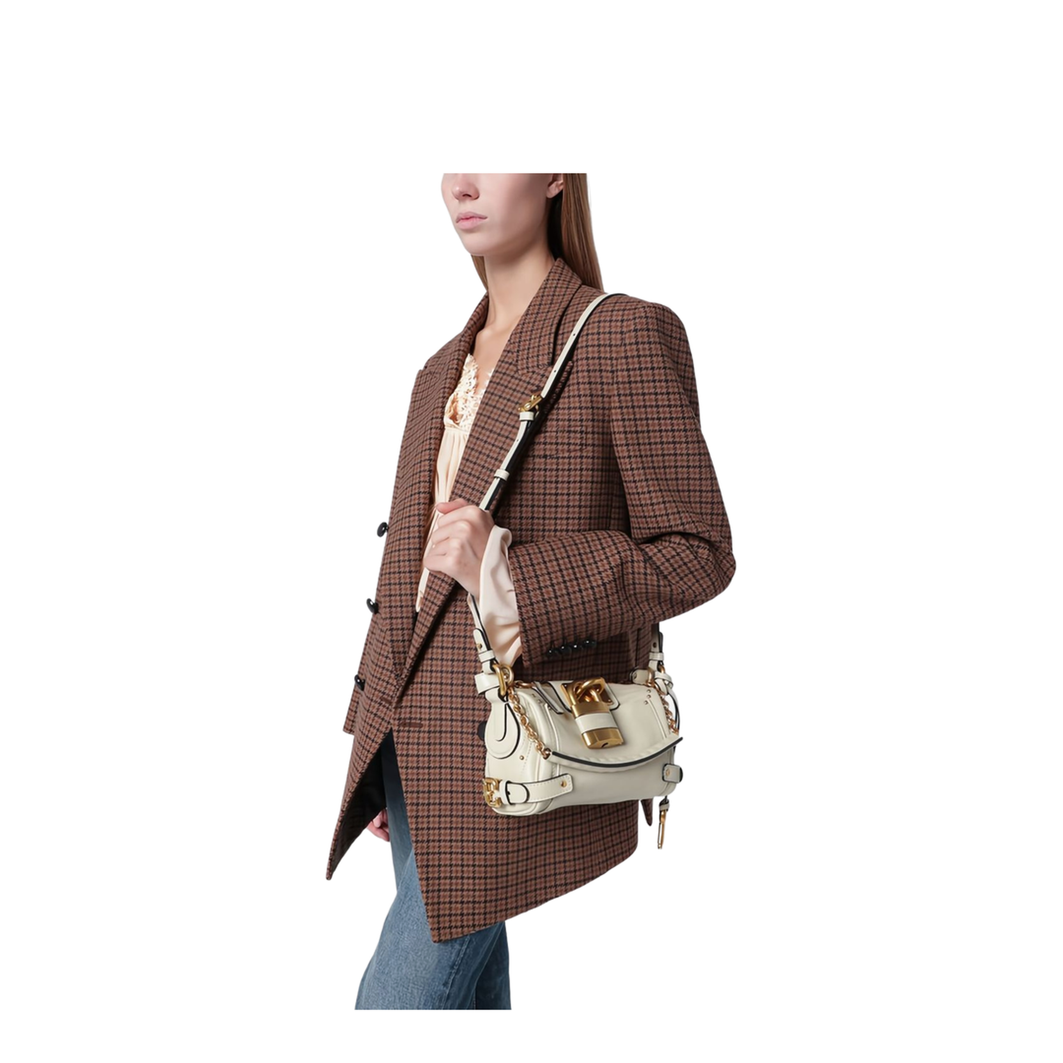 Paddington Small Grained Leather Chain Bag - White - Image 5