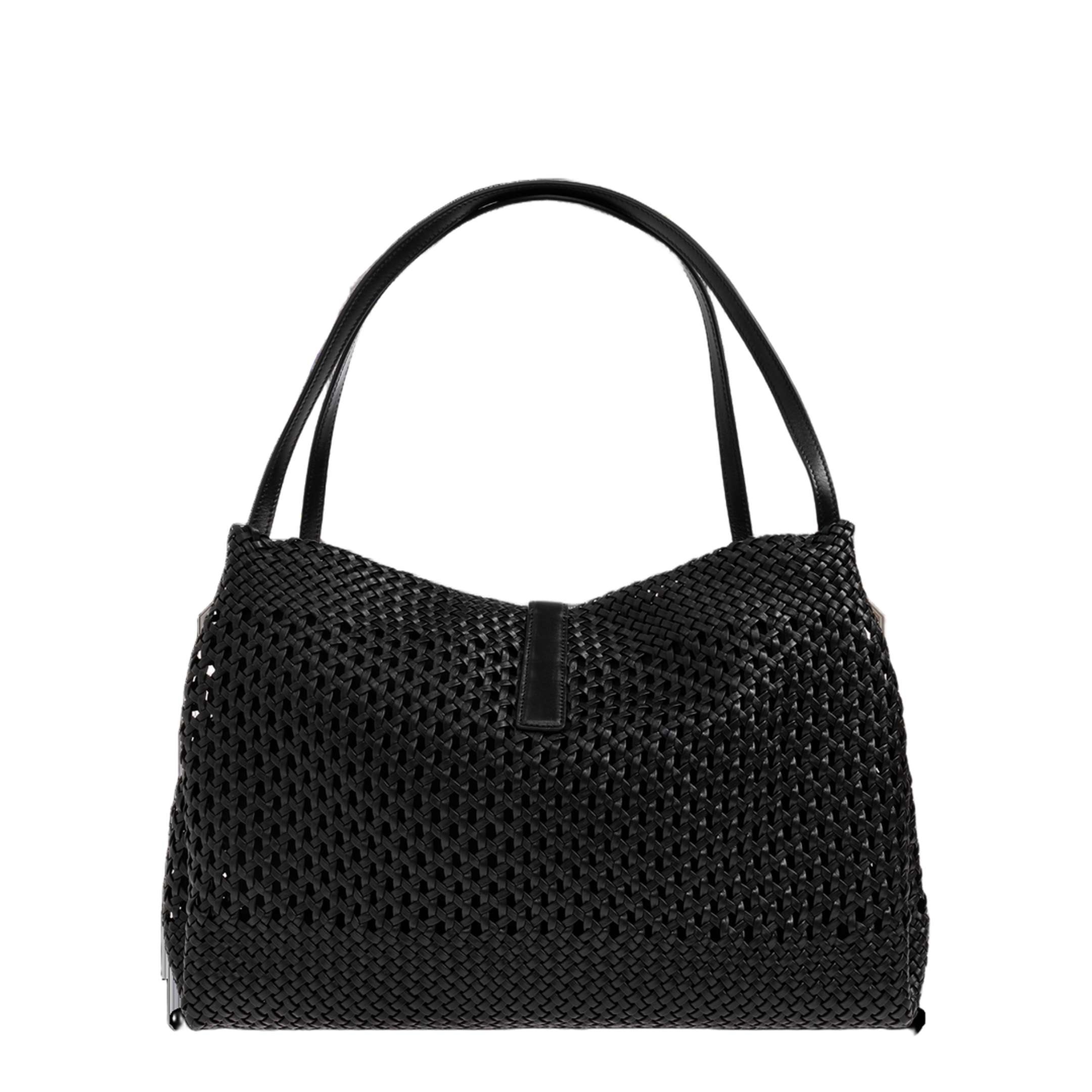 Mia Large Woven Leather Tote - Nero - Image 3