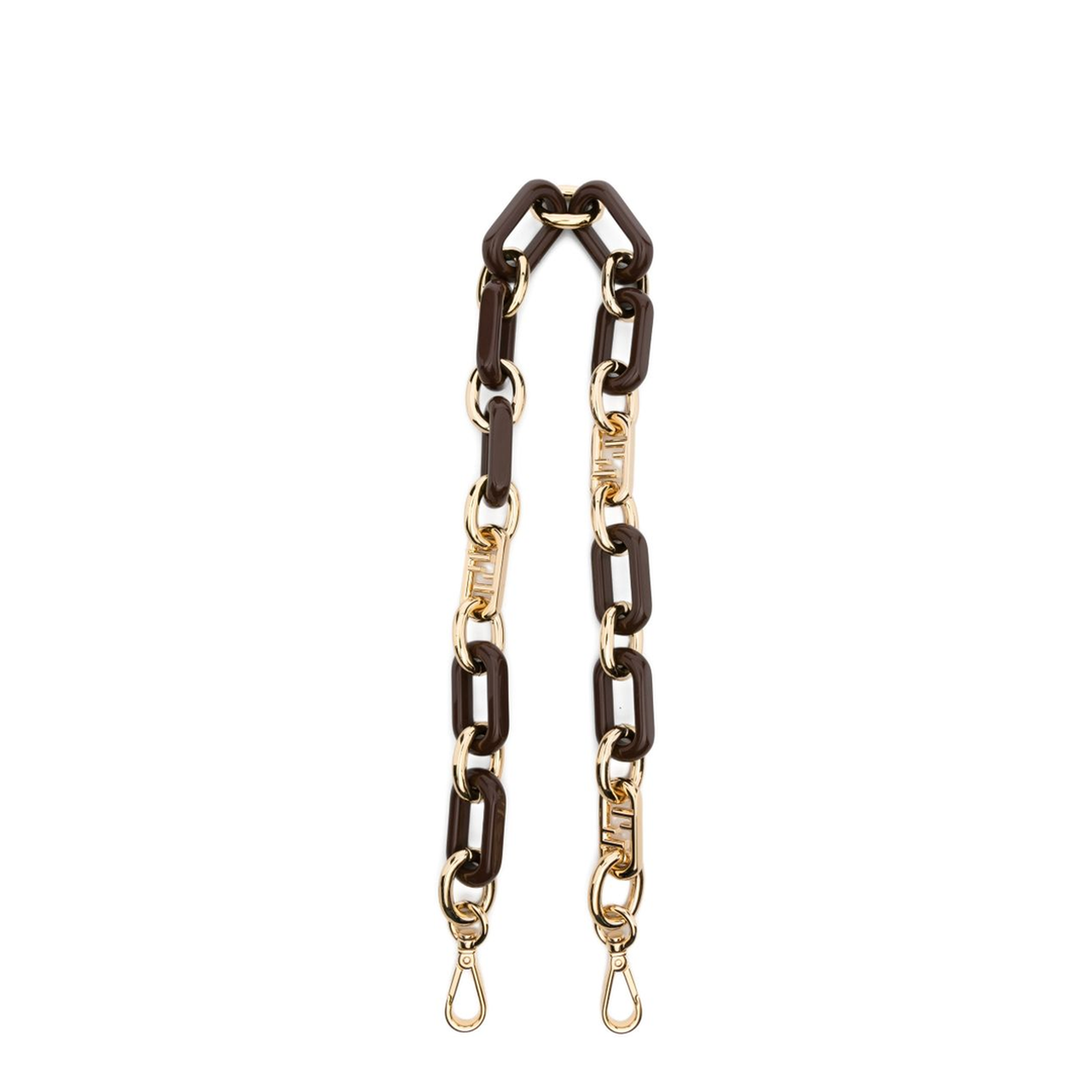 Chain Shoulder Strap - Gold Metal/Brown - Image 1