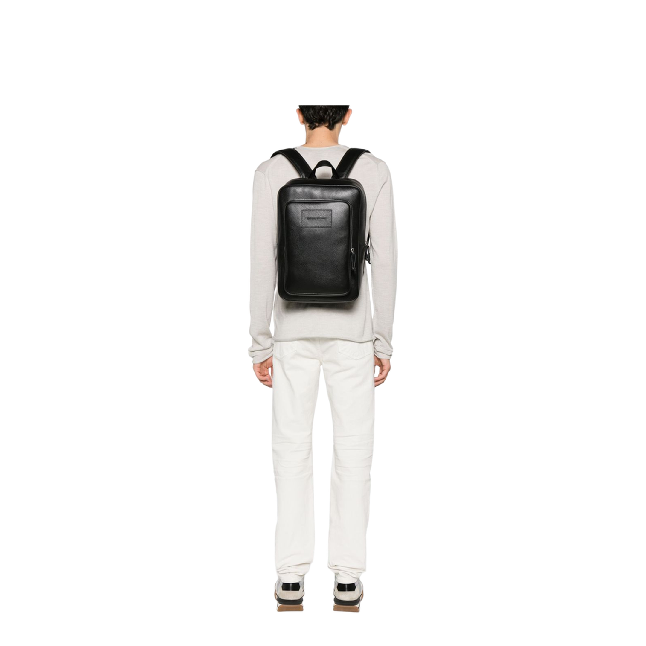 Essential Tumbled Leather Backpack - Black - Image 4
