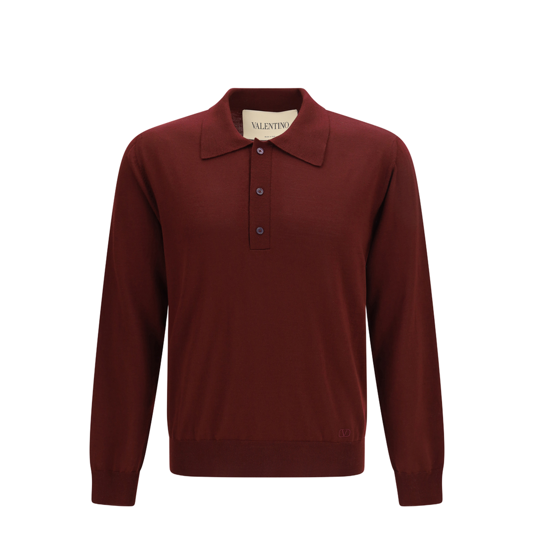Wool Polo With Vlogo Embroidery - Image 1