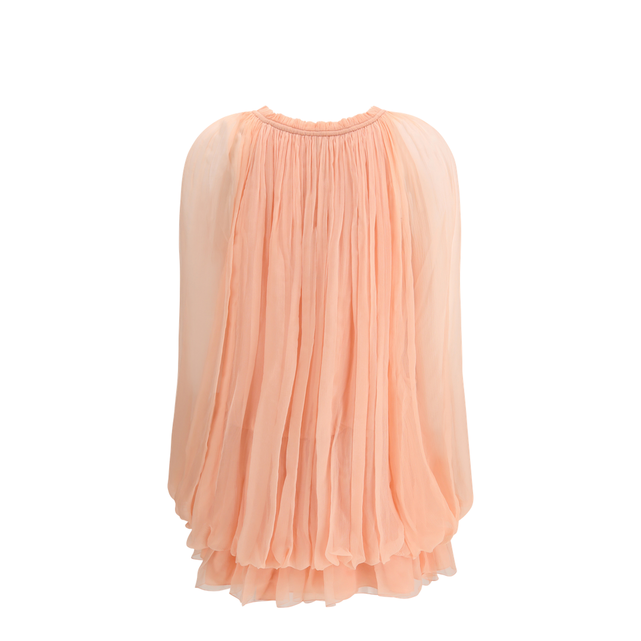 Mini Dress with Cape in Silk Muslin - Image 2