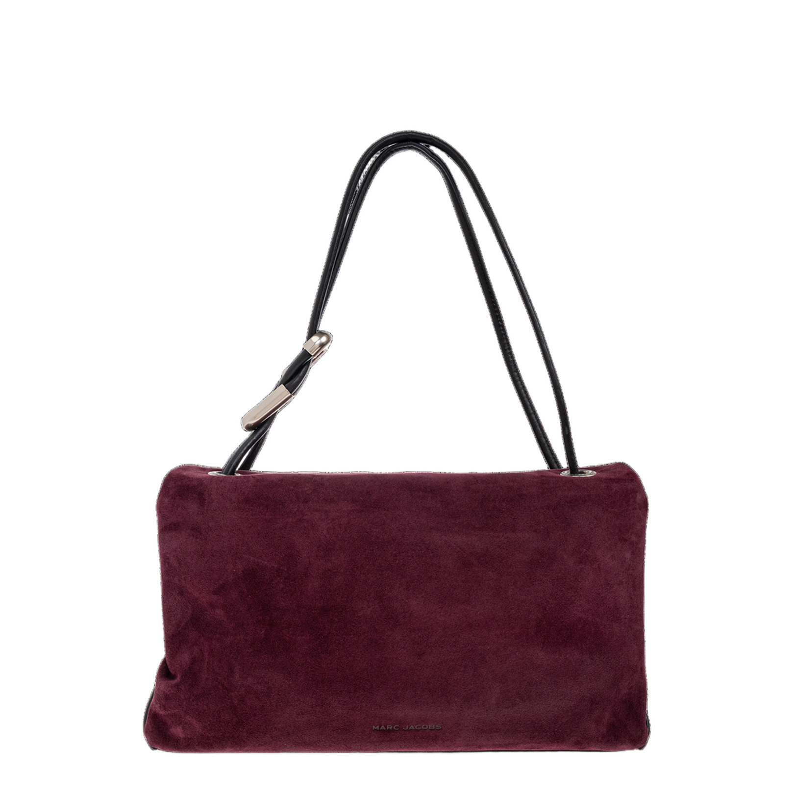 The Suede Large Dual Shoulder Bag Dark Plum - Image 3