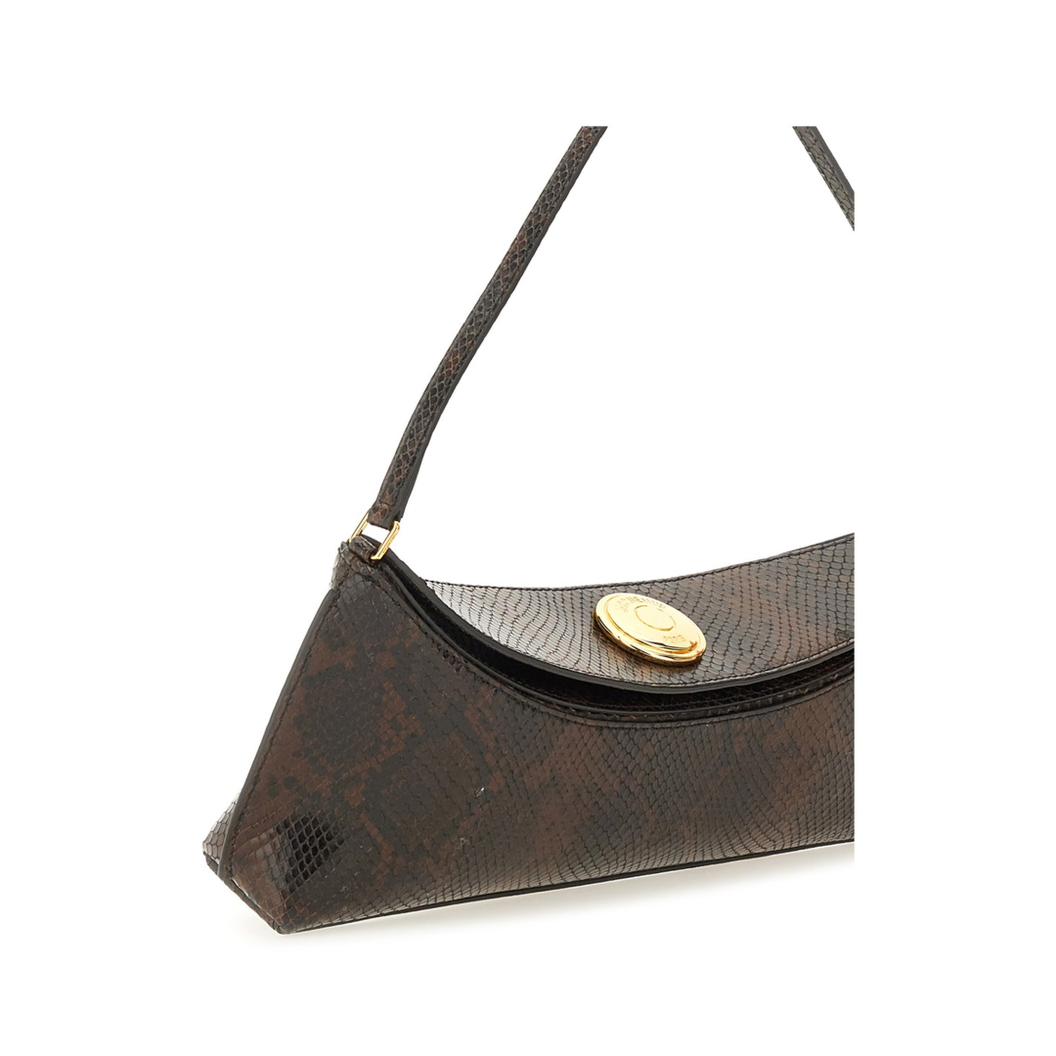 Ovalo Calf Leather Clutch - Dark Brown - Image 3