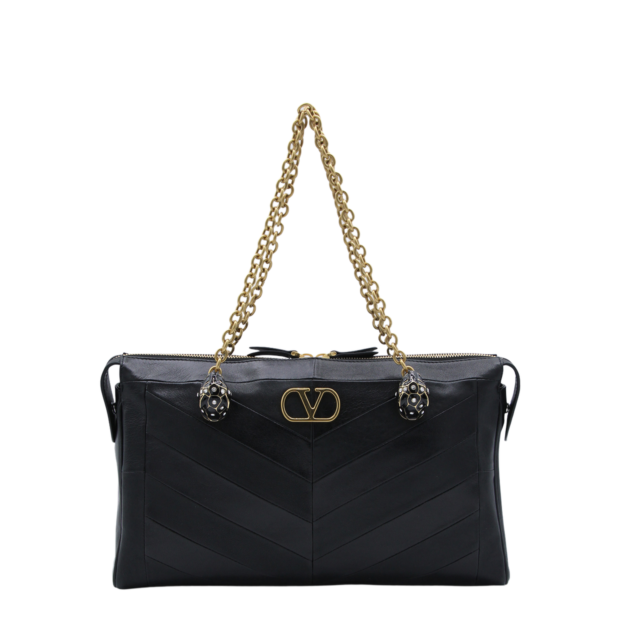 Black Leather Panthea Shopping Bag - Image 1