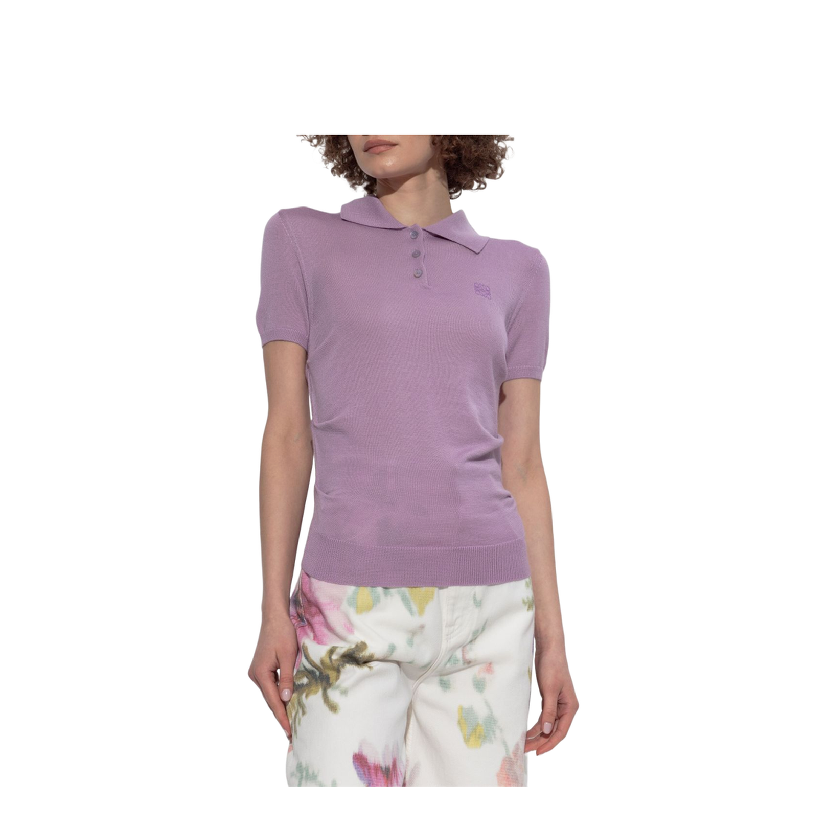 Short Sleeve Sweater in Cotton Blend White - Image 3