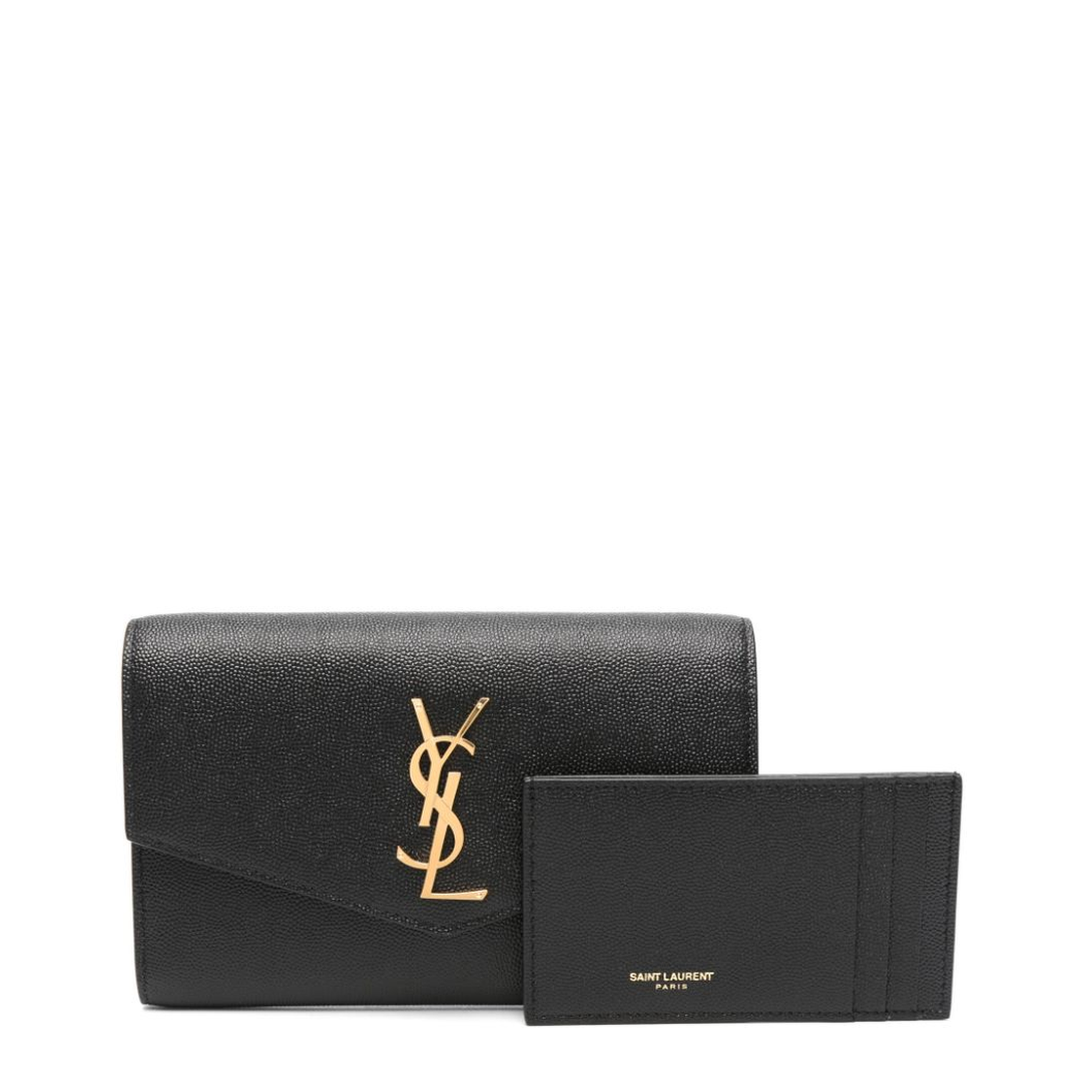 Uptown Grain de Poudre Embossed Leather Chain Wallet - Black - Image 3