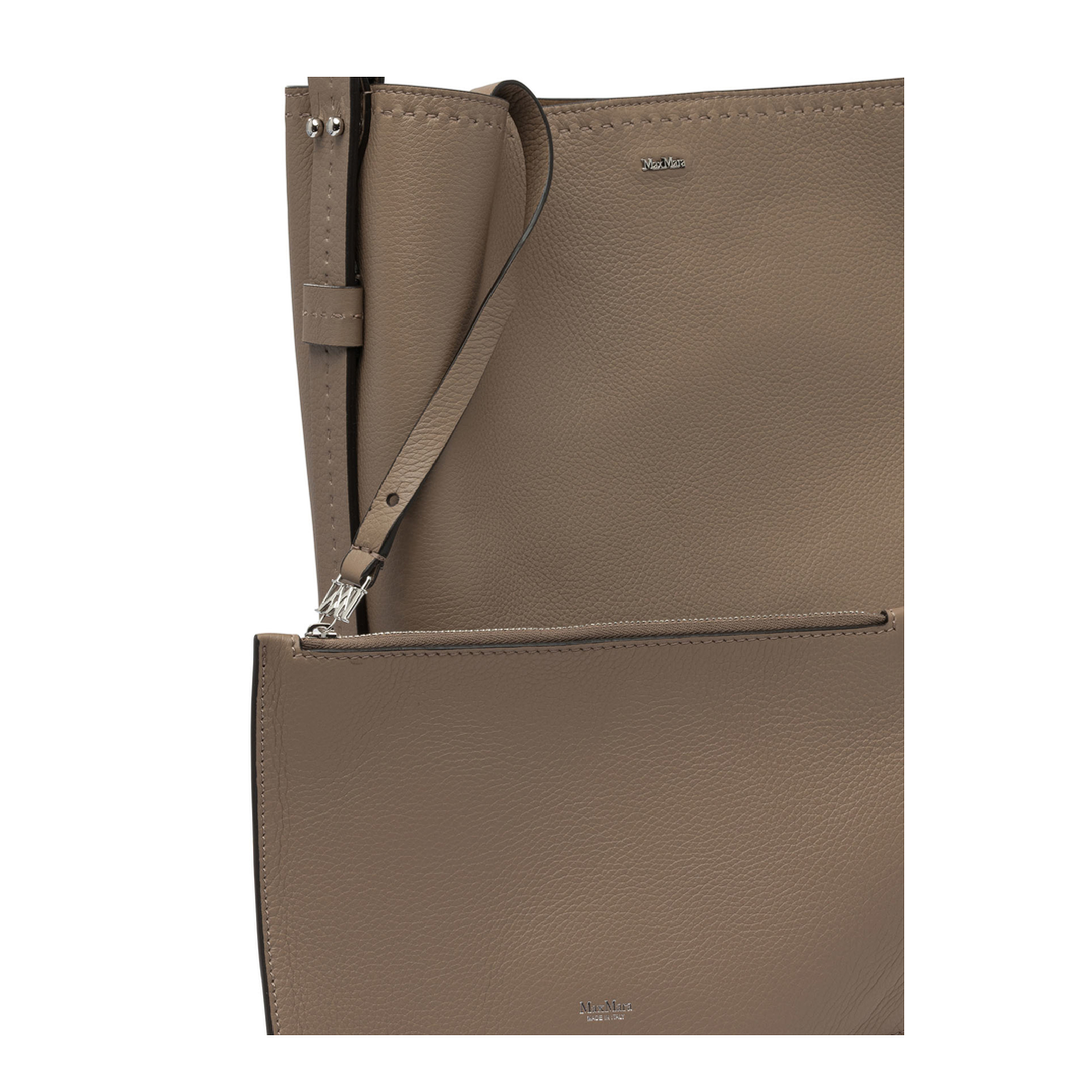 Archetipo Medium Calfskin Shoulder Bag - Mud Brown - Image 4