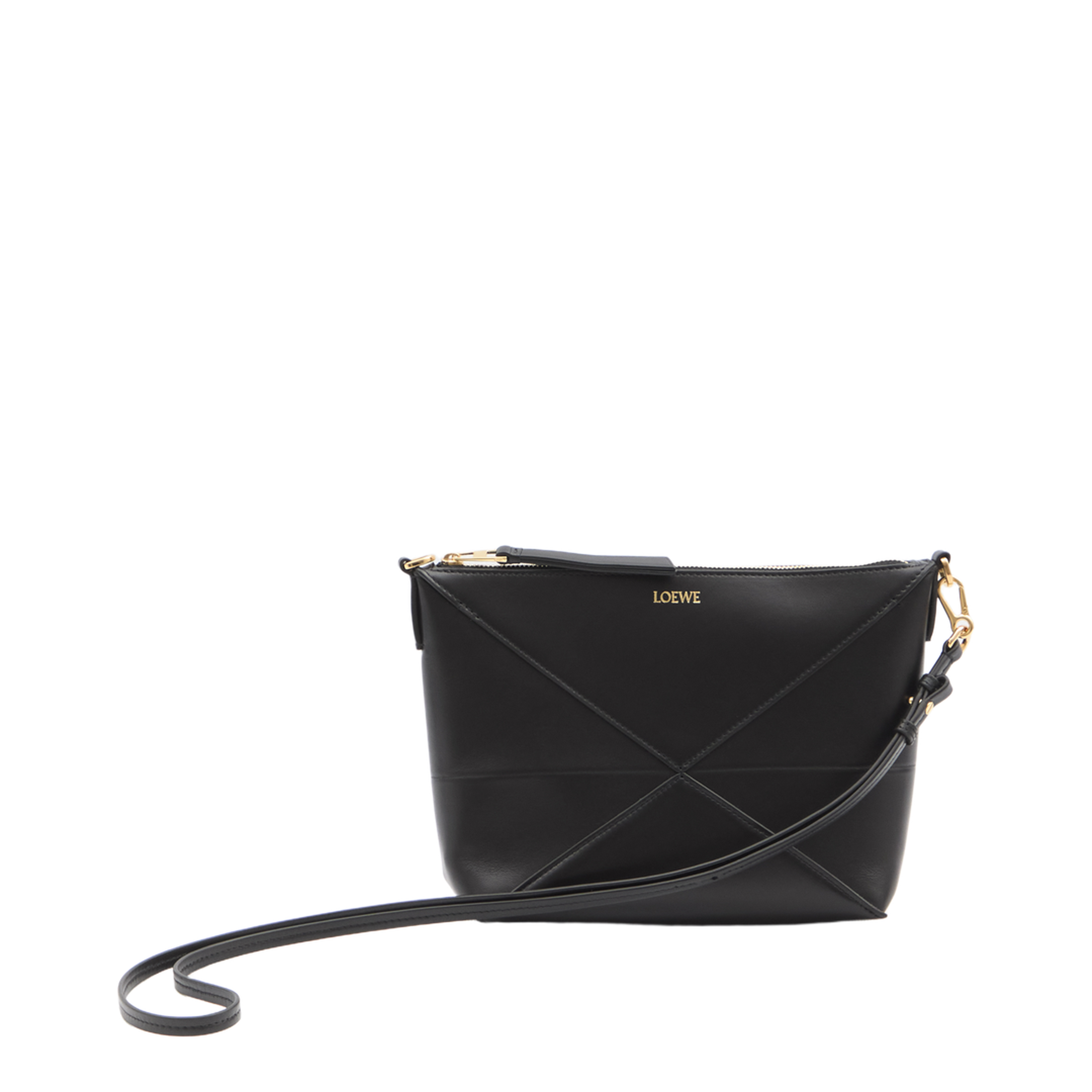 Puzzle Fold Leather Pouch - Black - Image 1