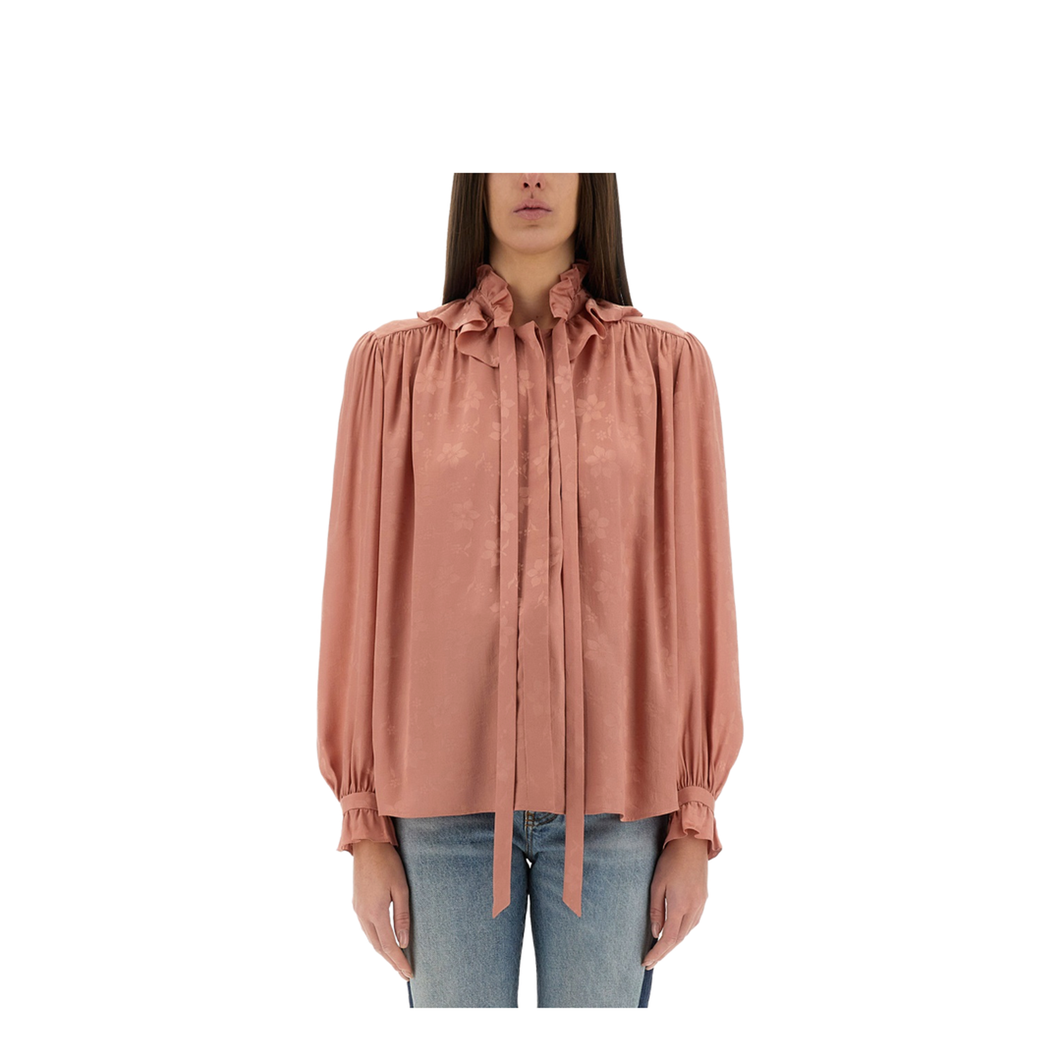 Fluid Silk Jacquard Blouse - Image 1