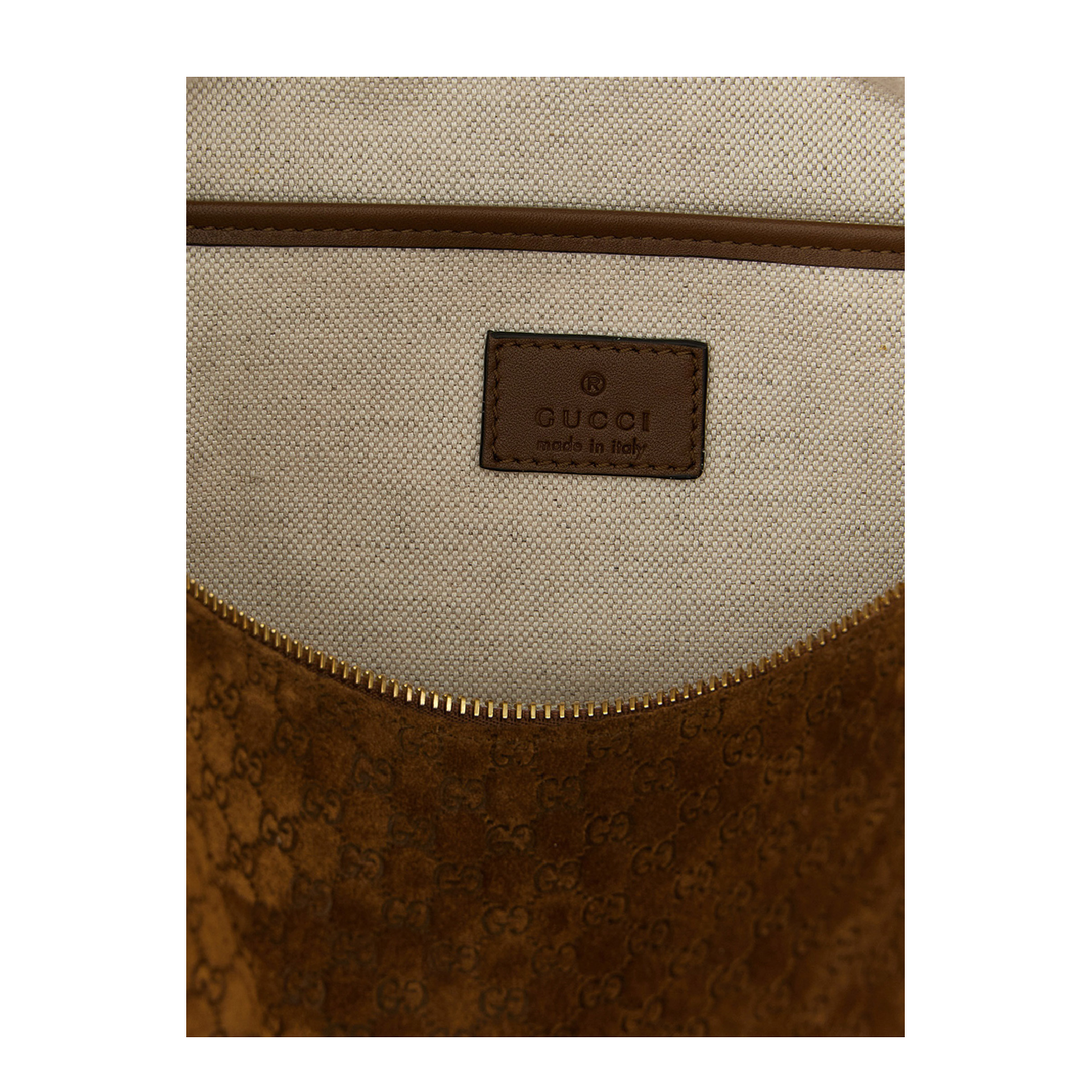 Half Horsebit Medium Suede Shoulder Bag - Brown - Image 4