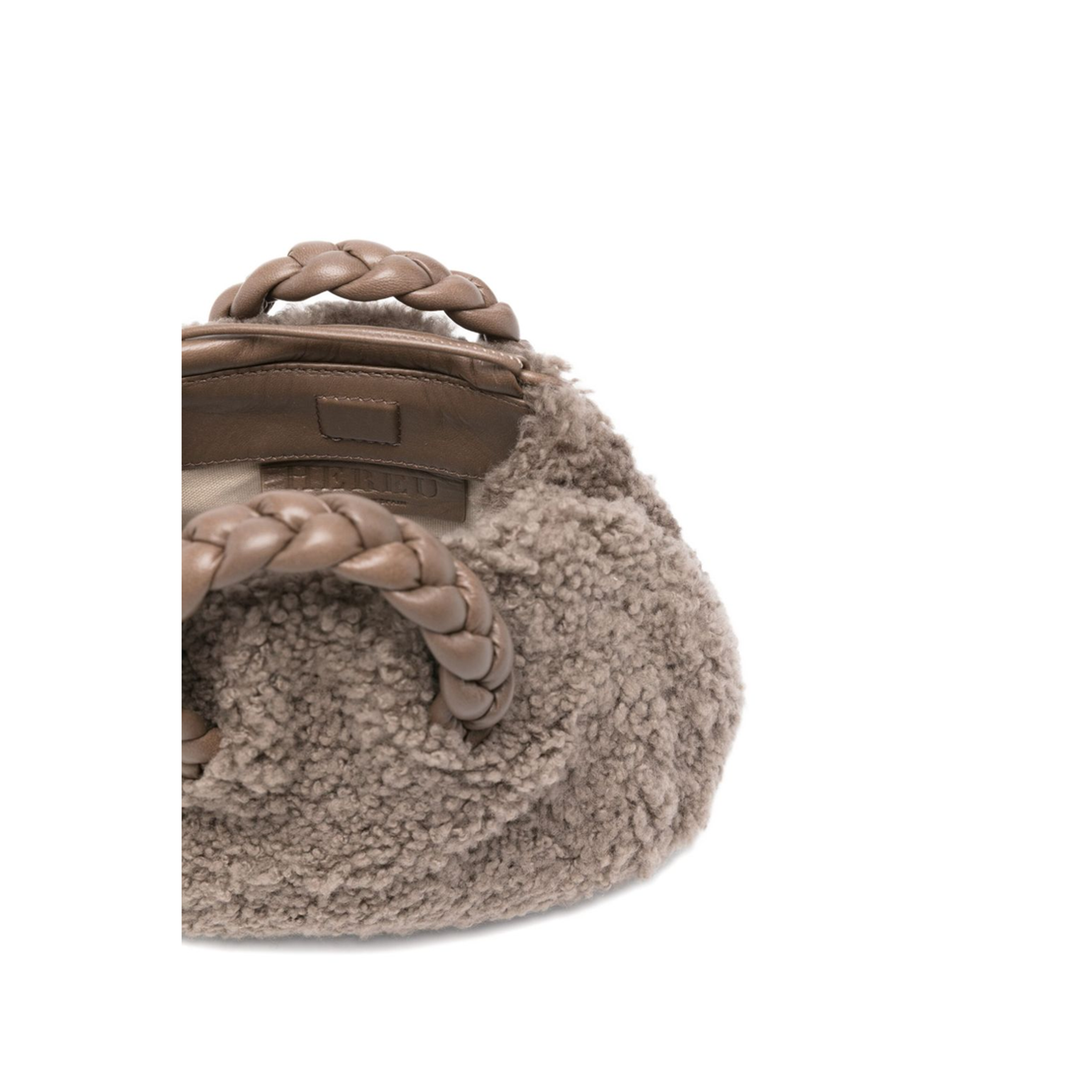 Bombon Medium Curly Shearling Handbag - Dusty Grey - Image 3