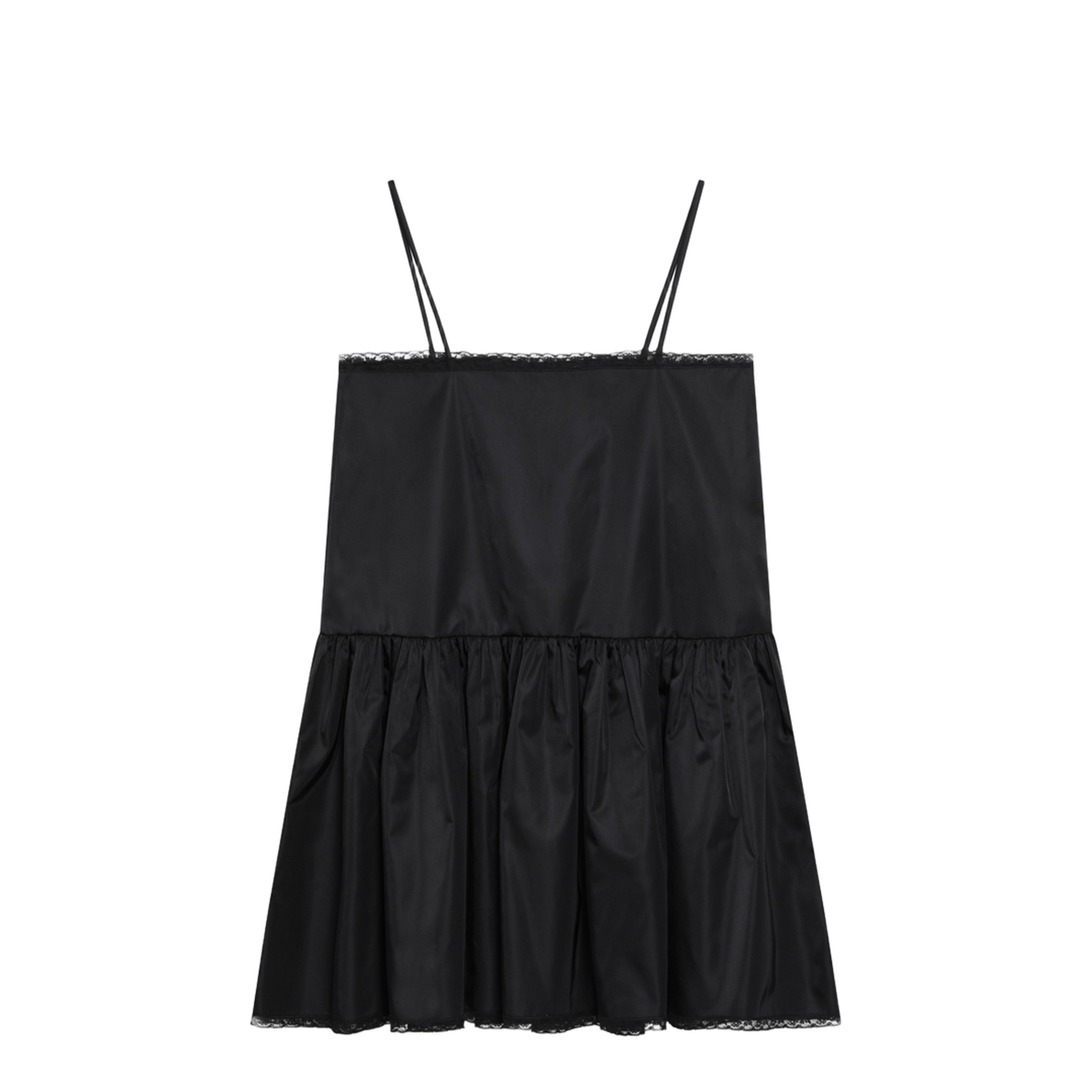 Black Mini Dress In Re-Nylon And Lace - Image 2