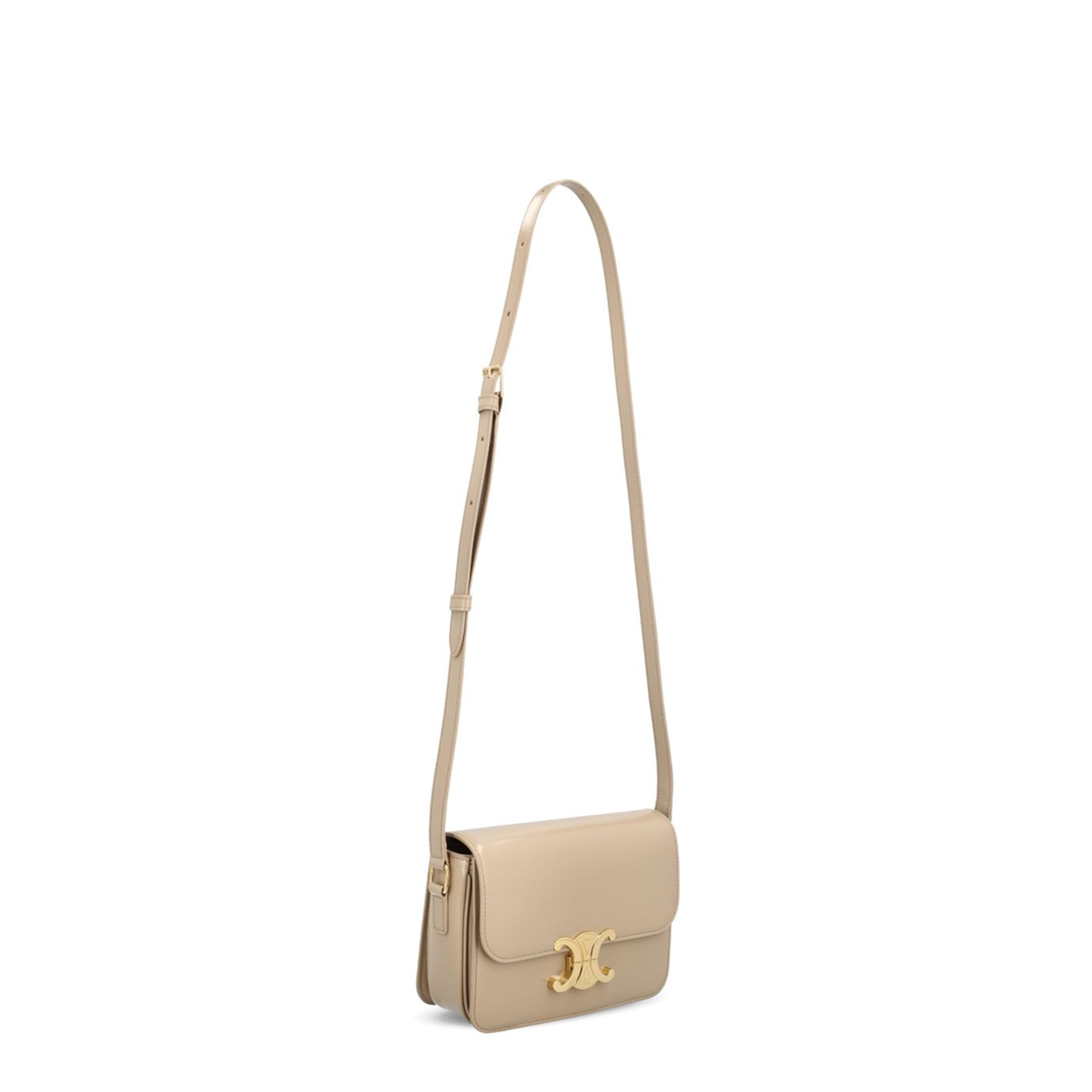 Triomphe Shiny Calfskin Crossbody Bag - Safari - Image 3