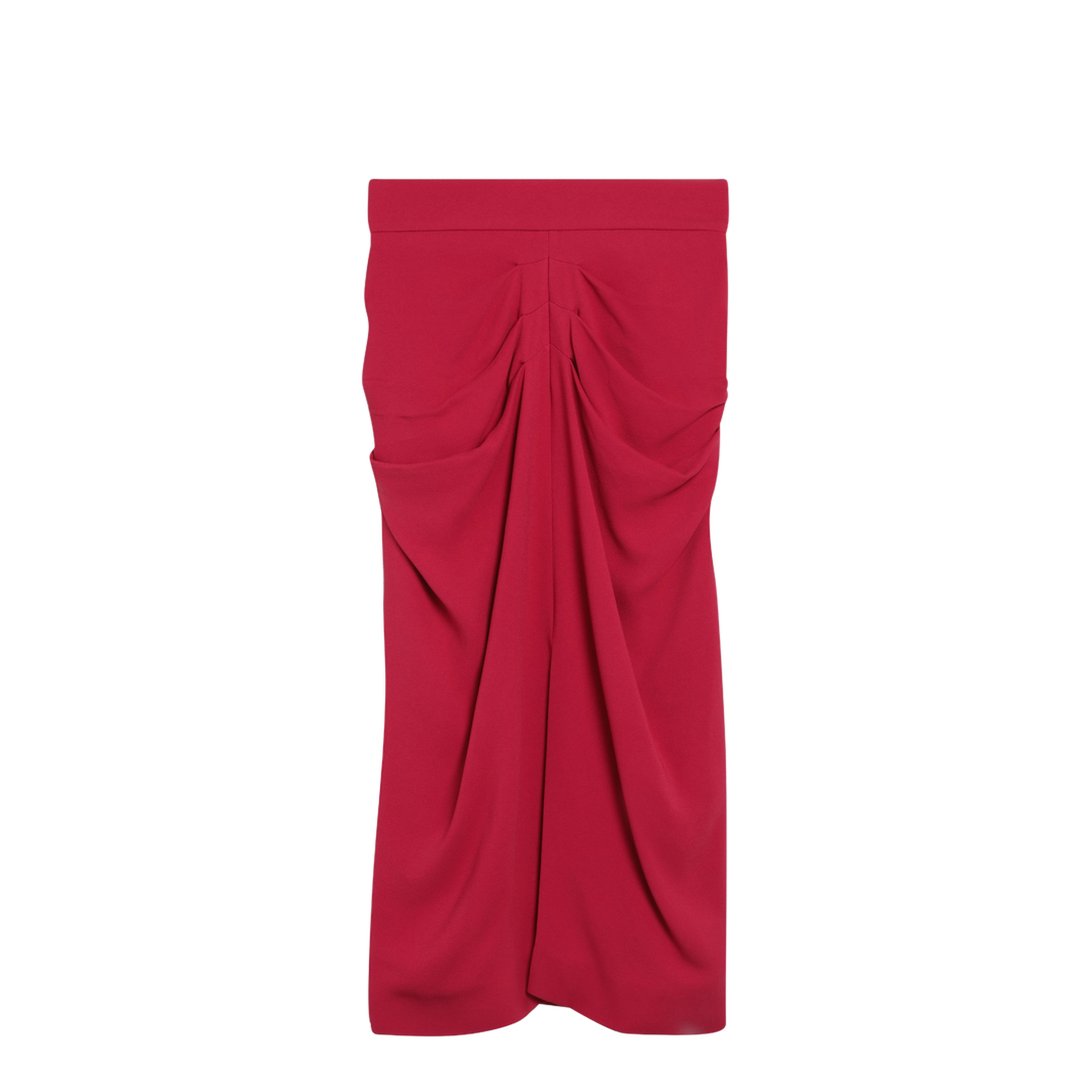 Red Midi Skirt With Ruched Detail - Image 1