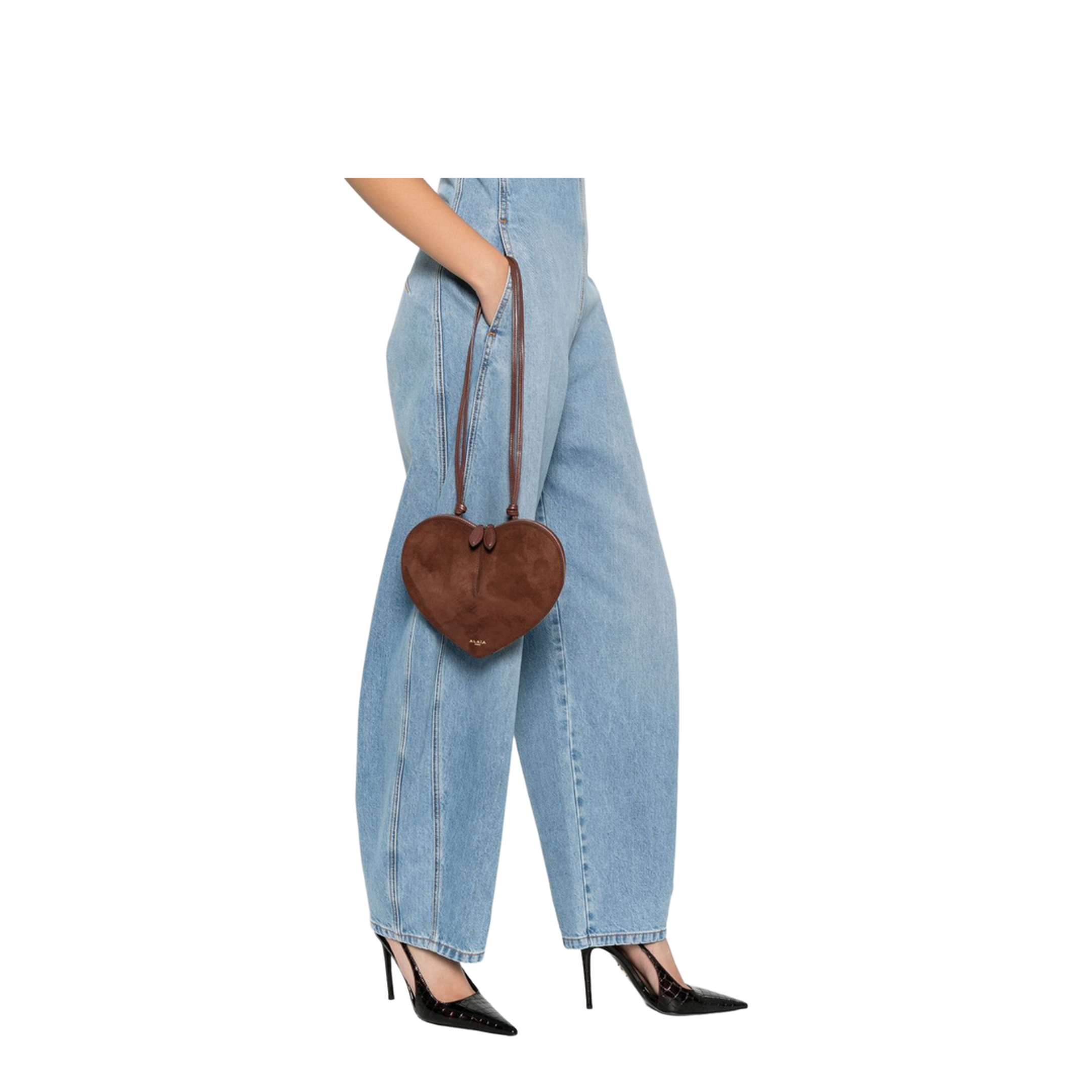 Le Cœur Bi-Material Bag in Leather - Brown - Image 2