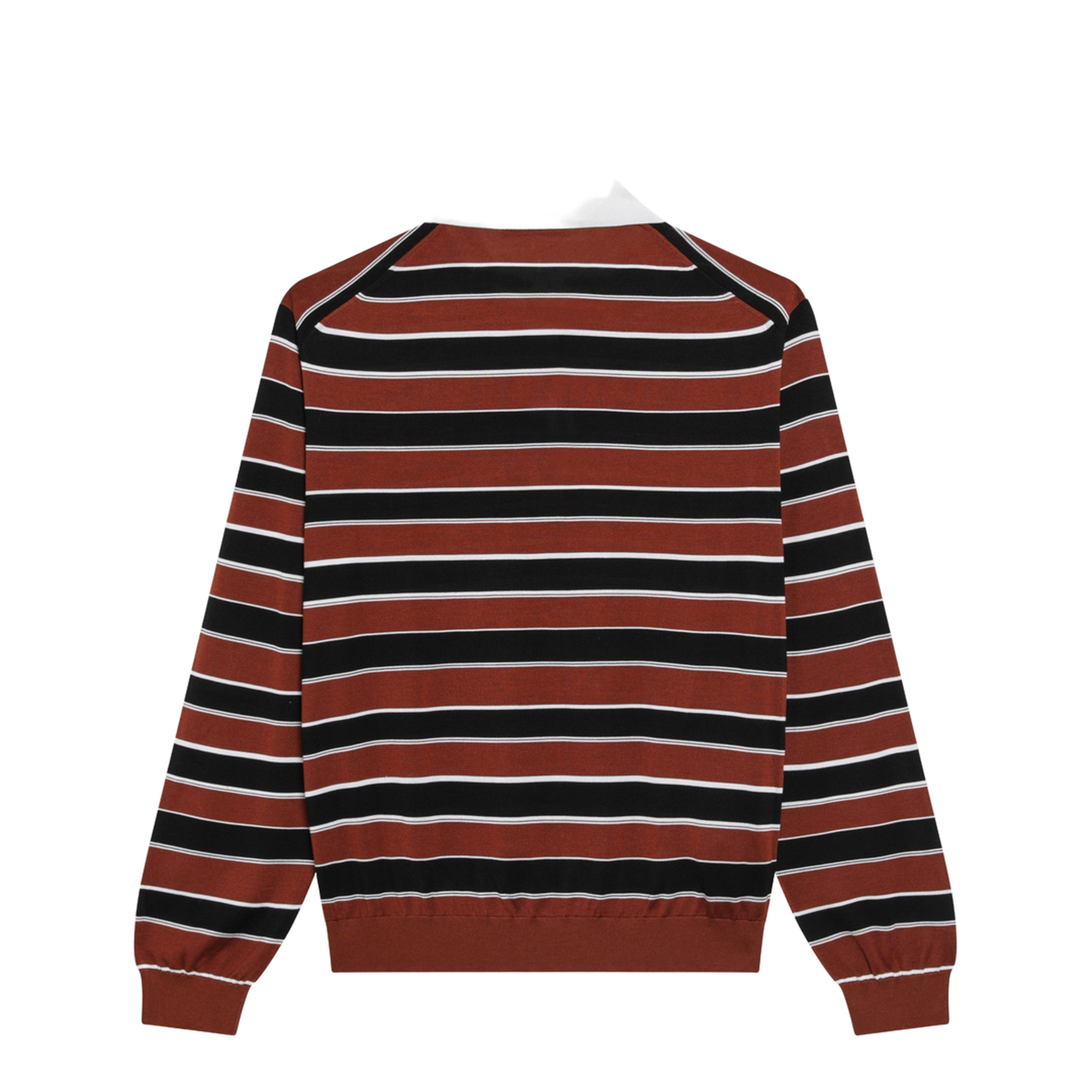 Rust/Black Striped Silk Polo - Image 2