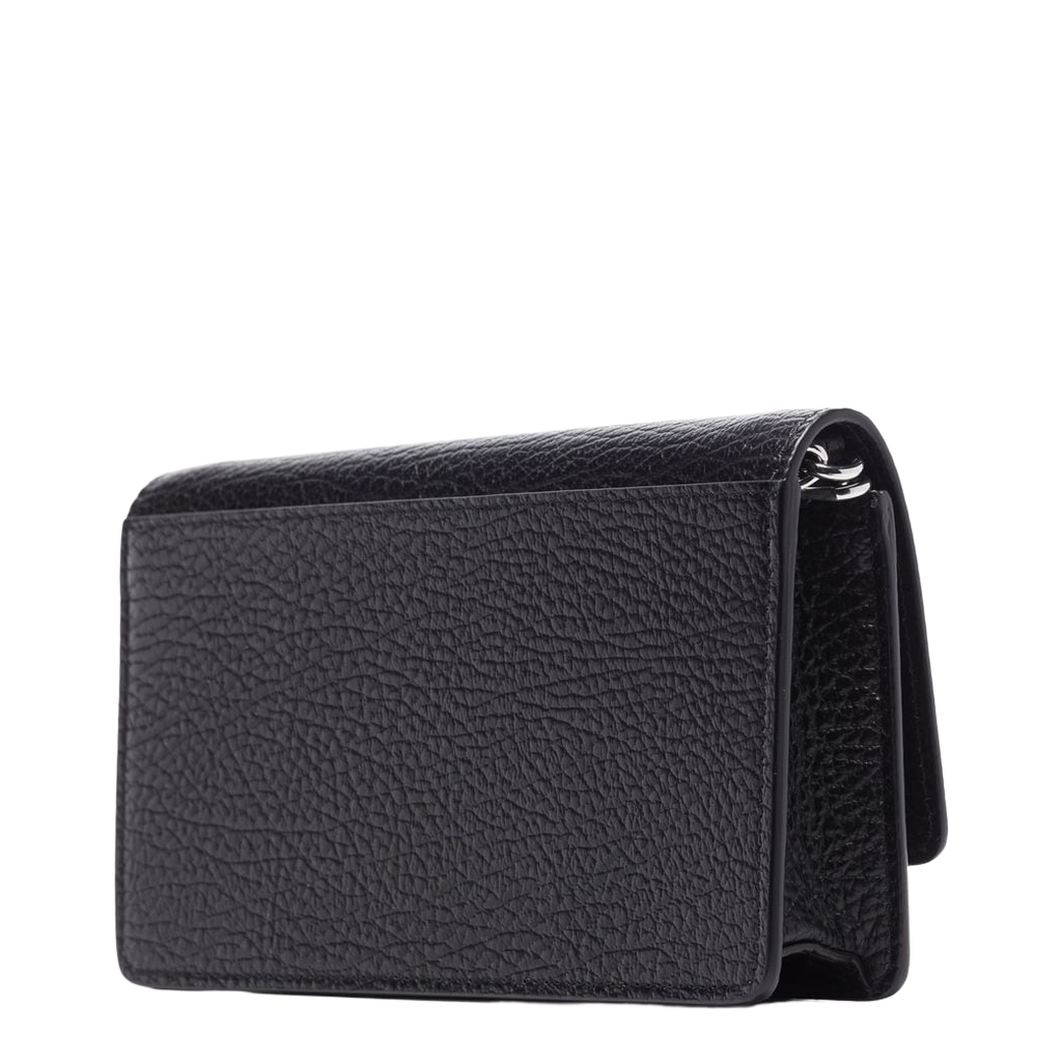 Four Stitches Medium Grainy Calf Leather Chain Wallet - Black - Image 3