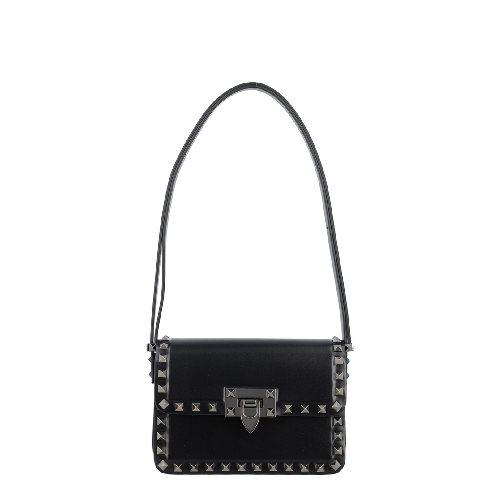 Rockstud Small Calfskin Shoulder Bag - Black - Image 1