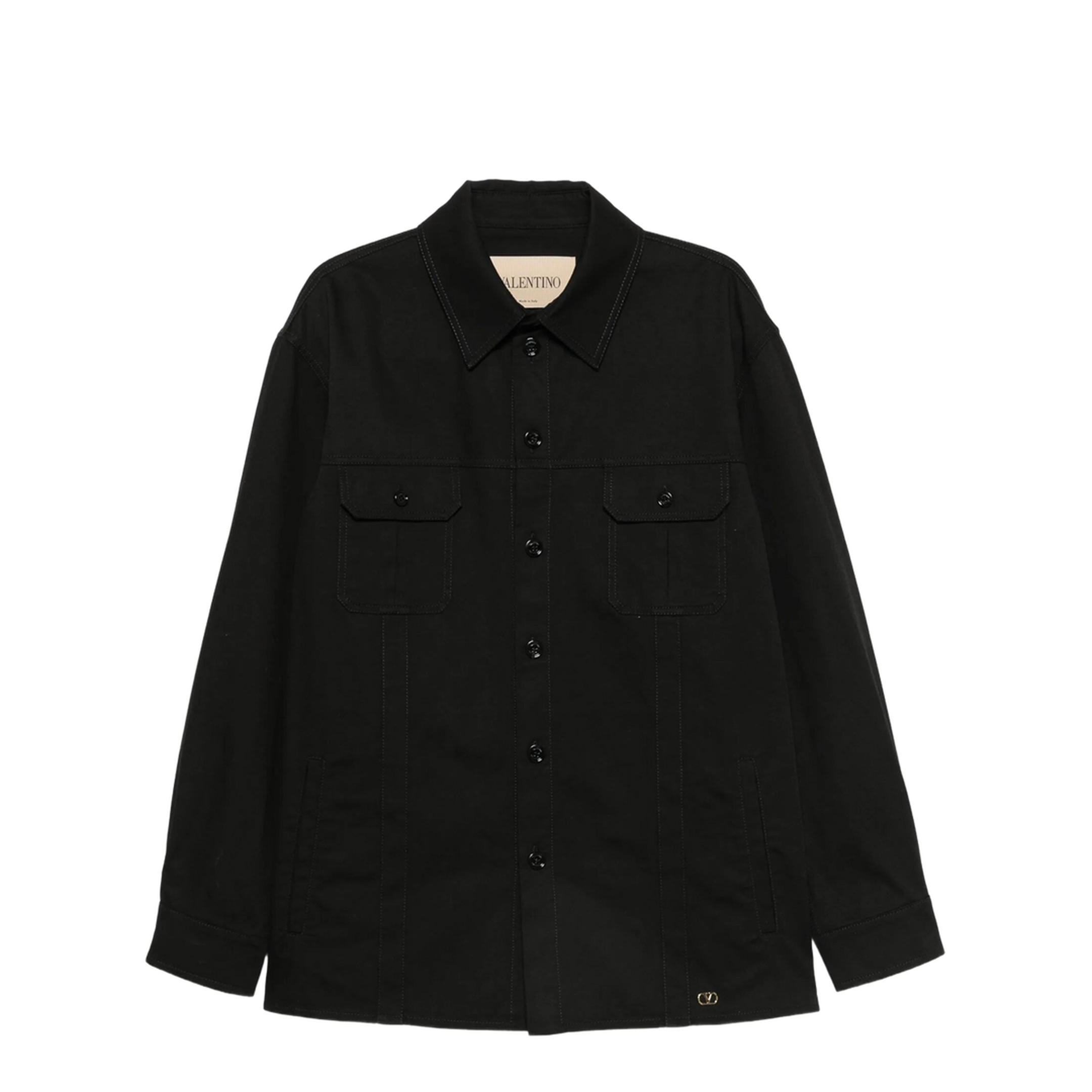 Cotton Gabardine Shirt Jacket with Vlogo - Image 1