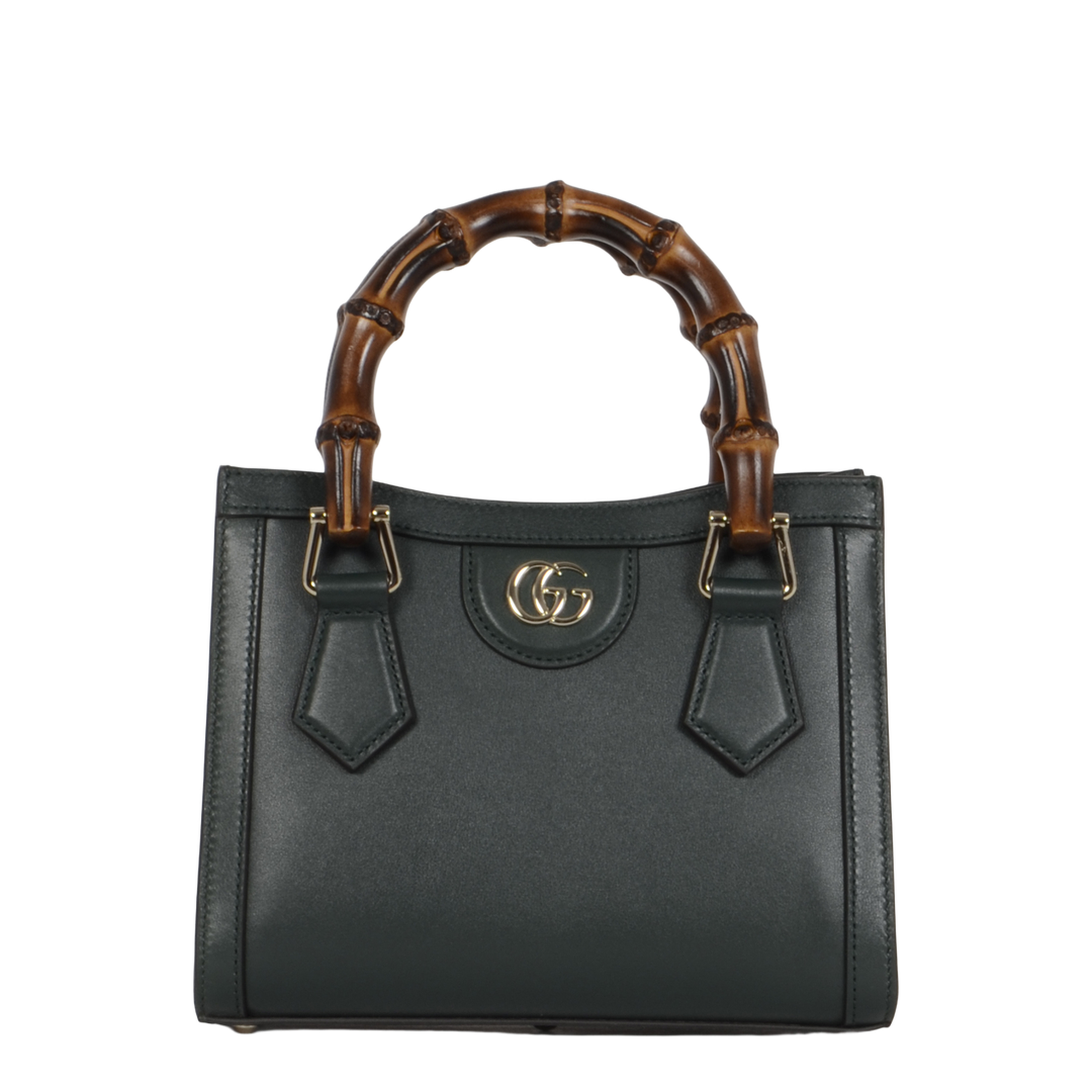Diana Small Tote Bag in Green Leather - Image 1