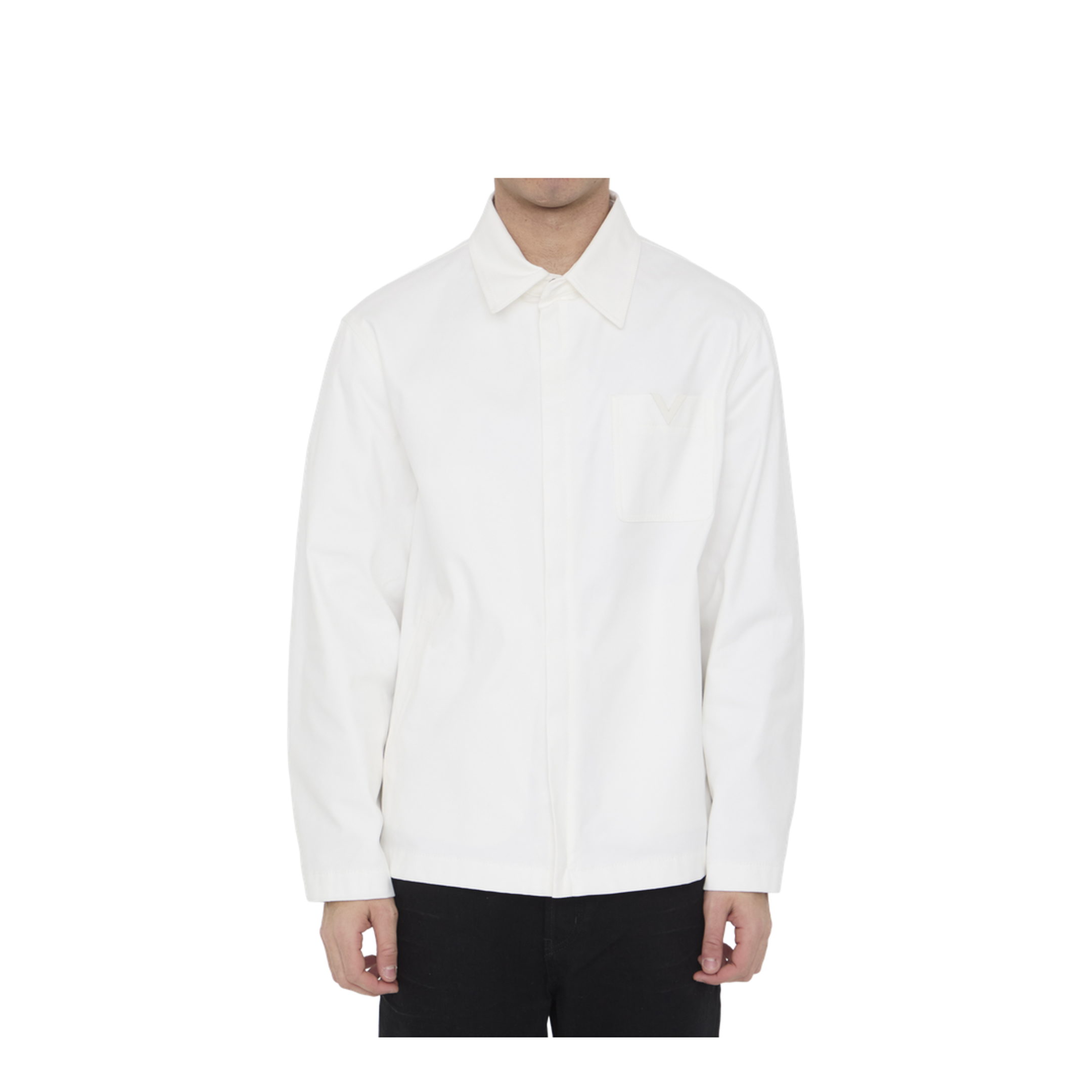 White V Logo Detail Shirt in Cotton Blend - Image 1