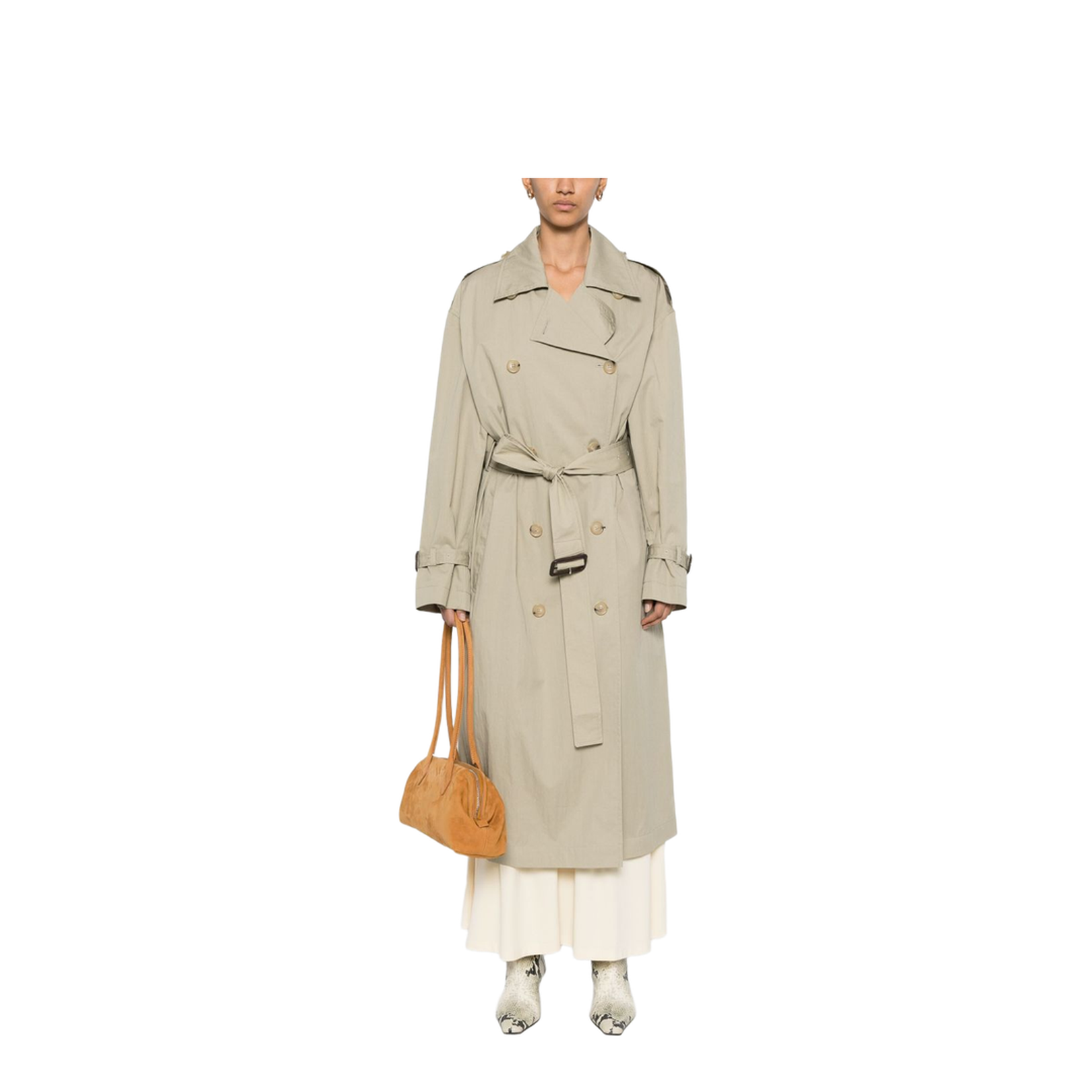 Beige Double-Breasted Trench Coat - Image 5