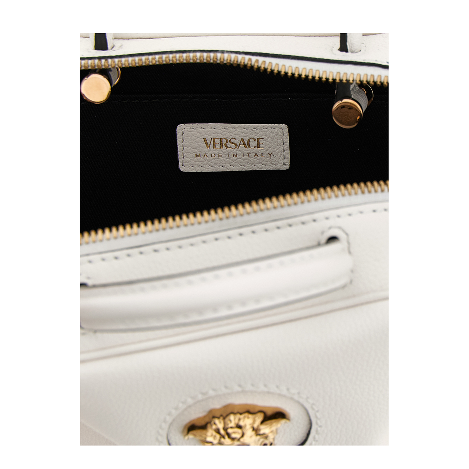 Medusa Plaque Perforated Hand Bag White - Image 4