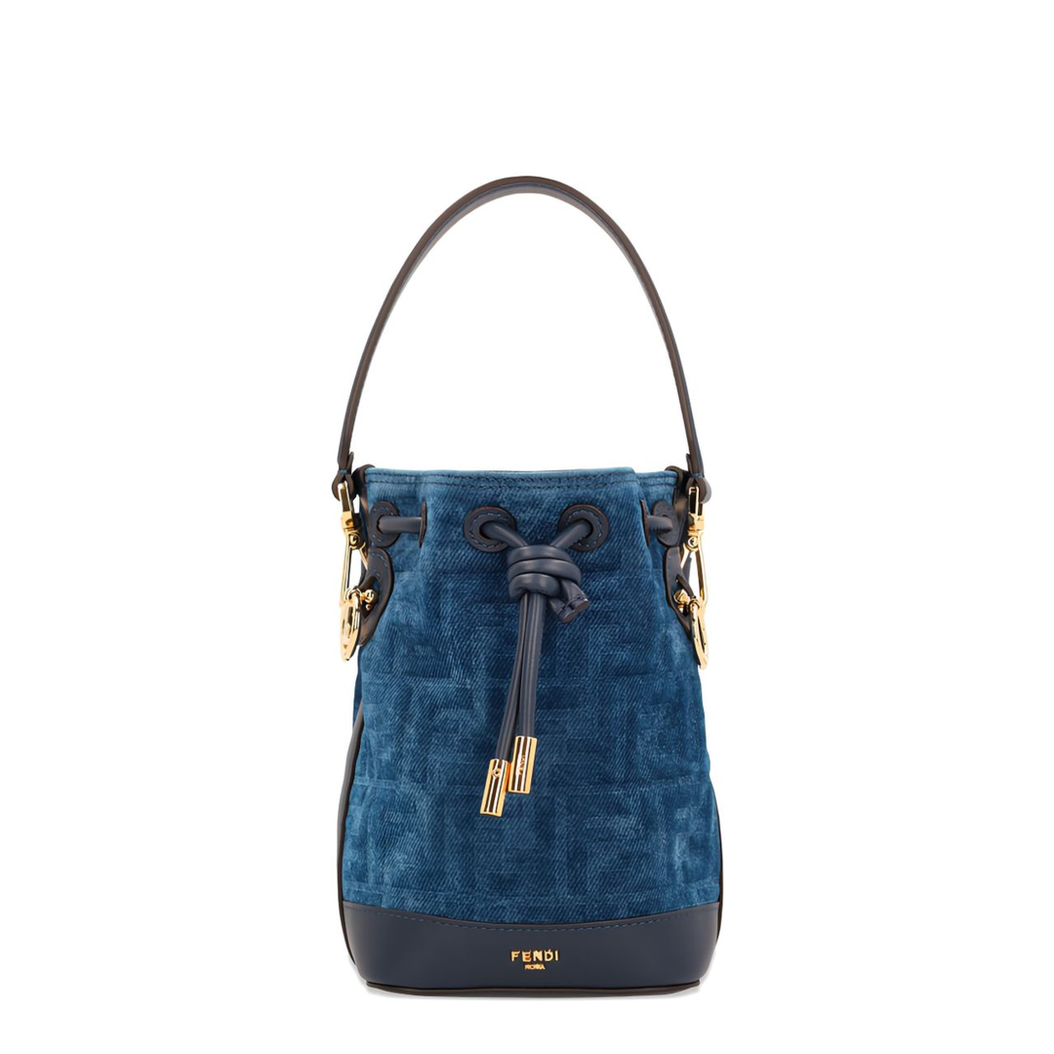 Mon Tresor Mini FF Denim Bucket Bag - Blue - Image 1