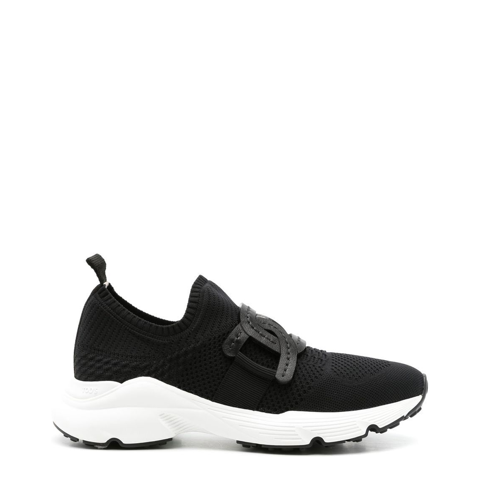 Black Fabric Chain-Link Detailing Sock-Style Ankle Shoes - Image 1