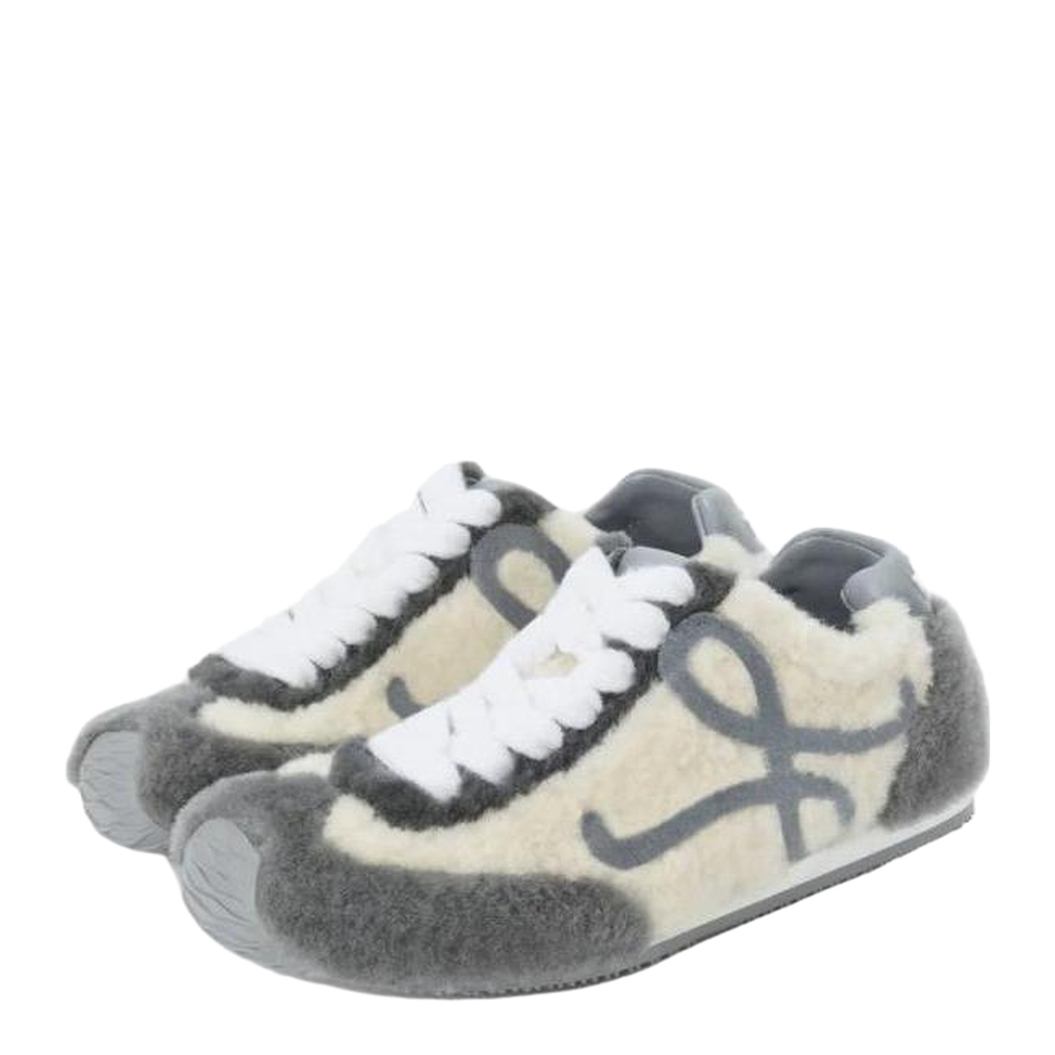 Ballet Runner Shearling Sneakers in White - Image 5