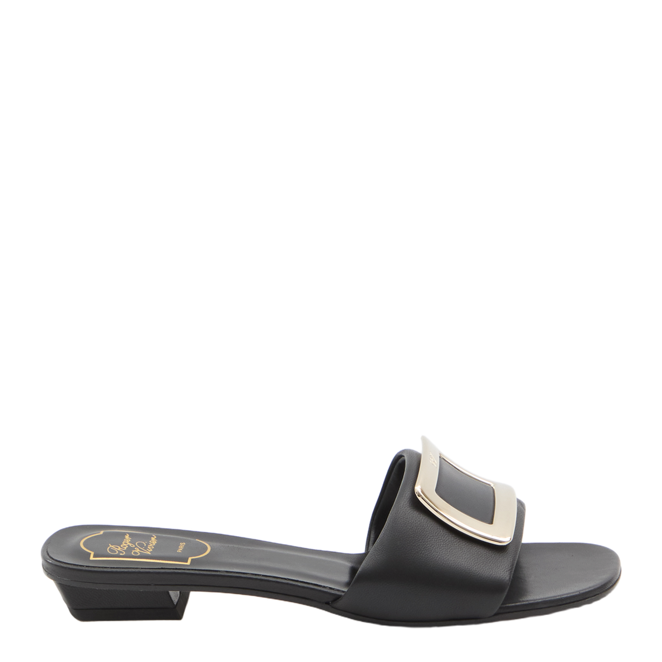 Square Buckle Leather Slides - Image 1