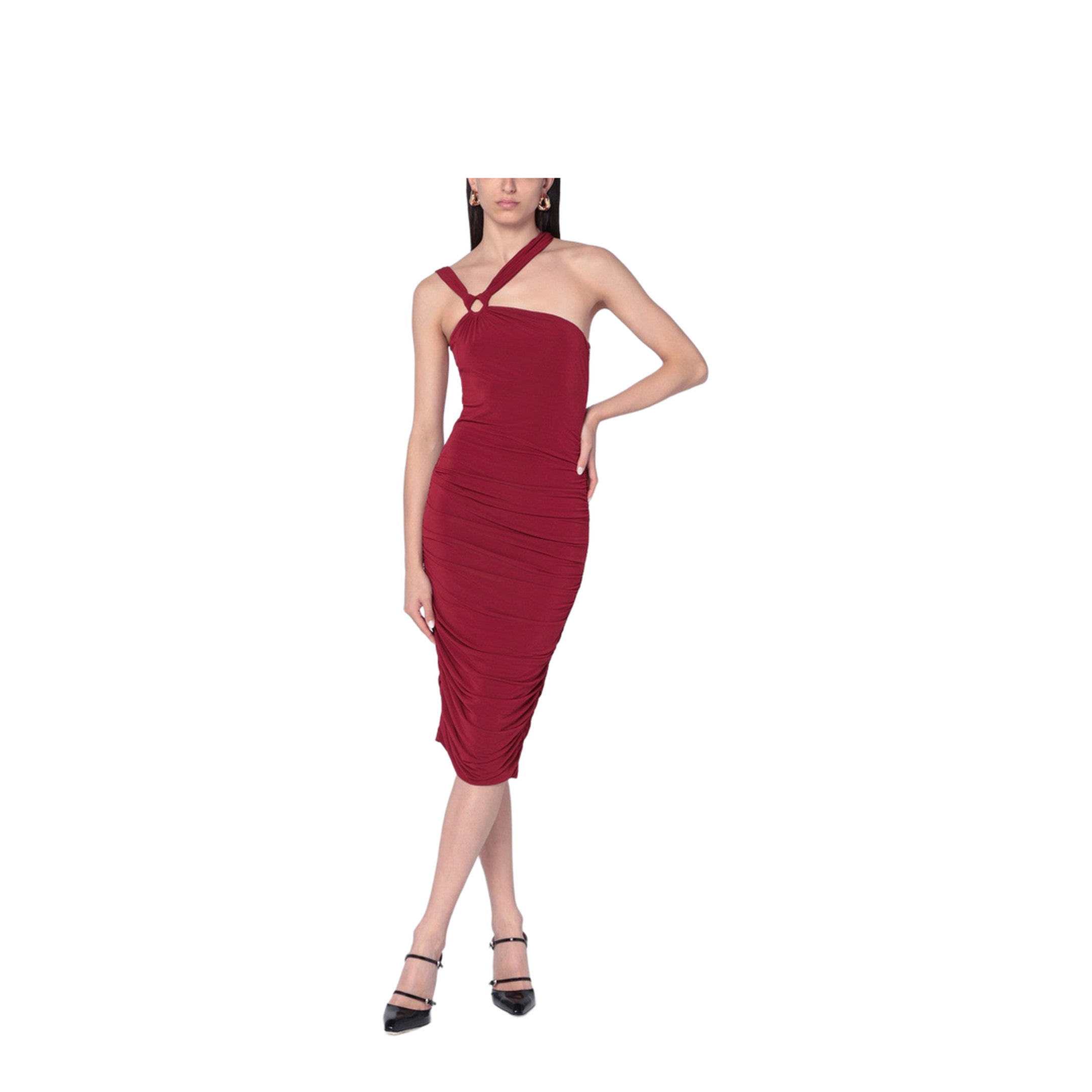 One-shoulder Ethel dress in light burgundy - Image 1
