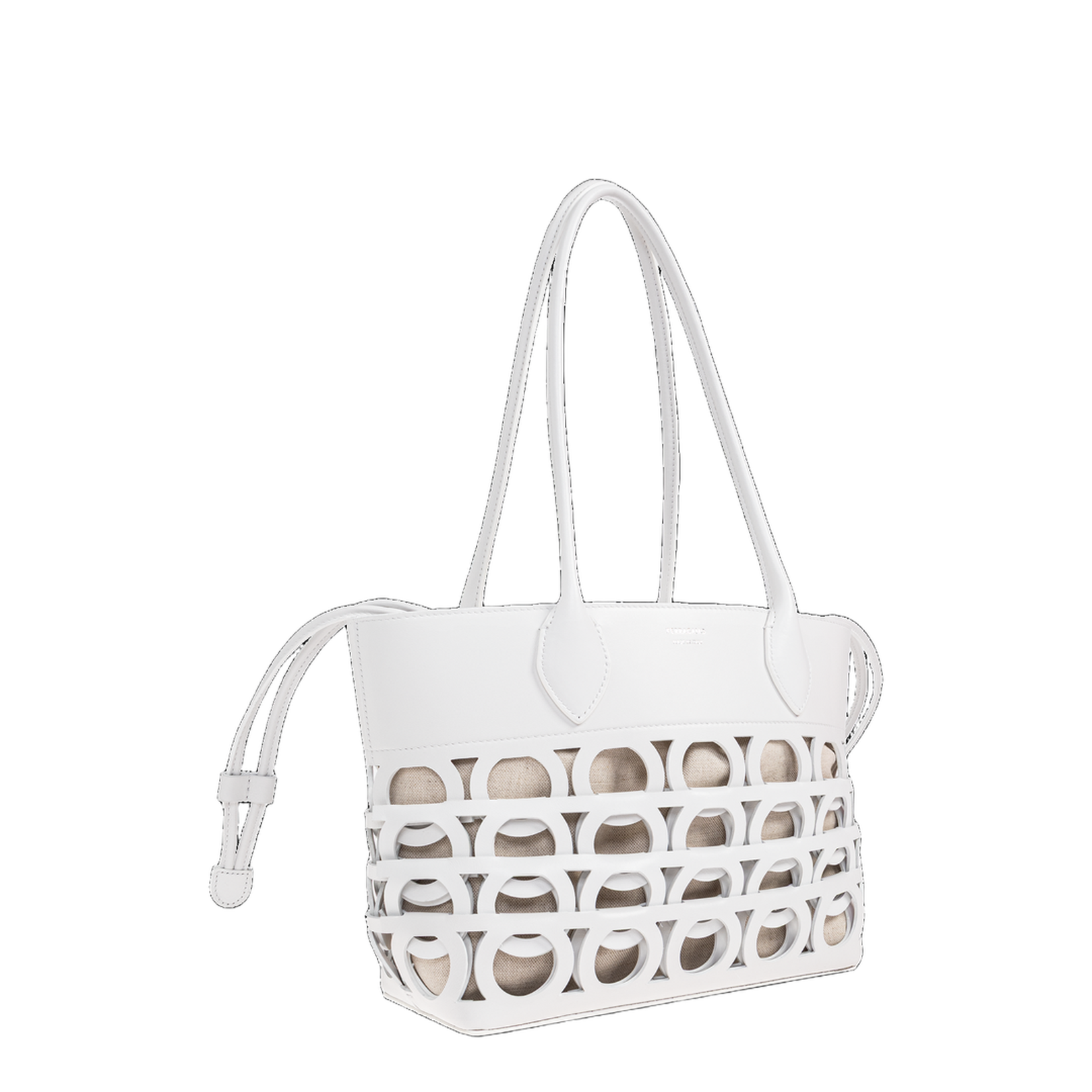 Gancini Medium Tote Bag Leather White - Image 4