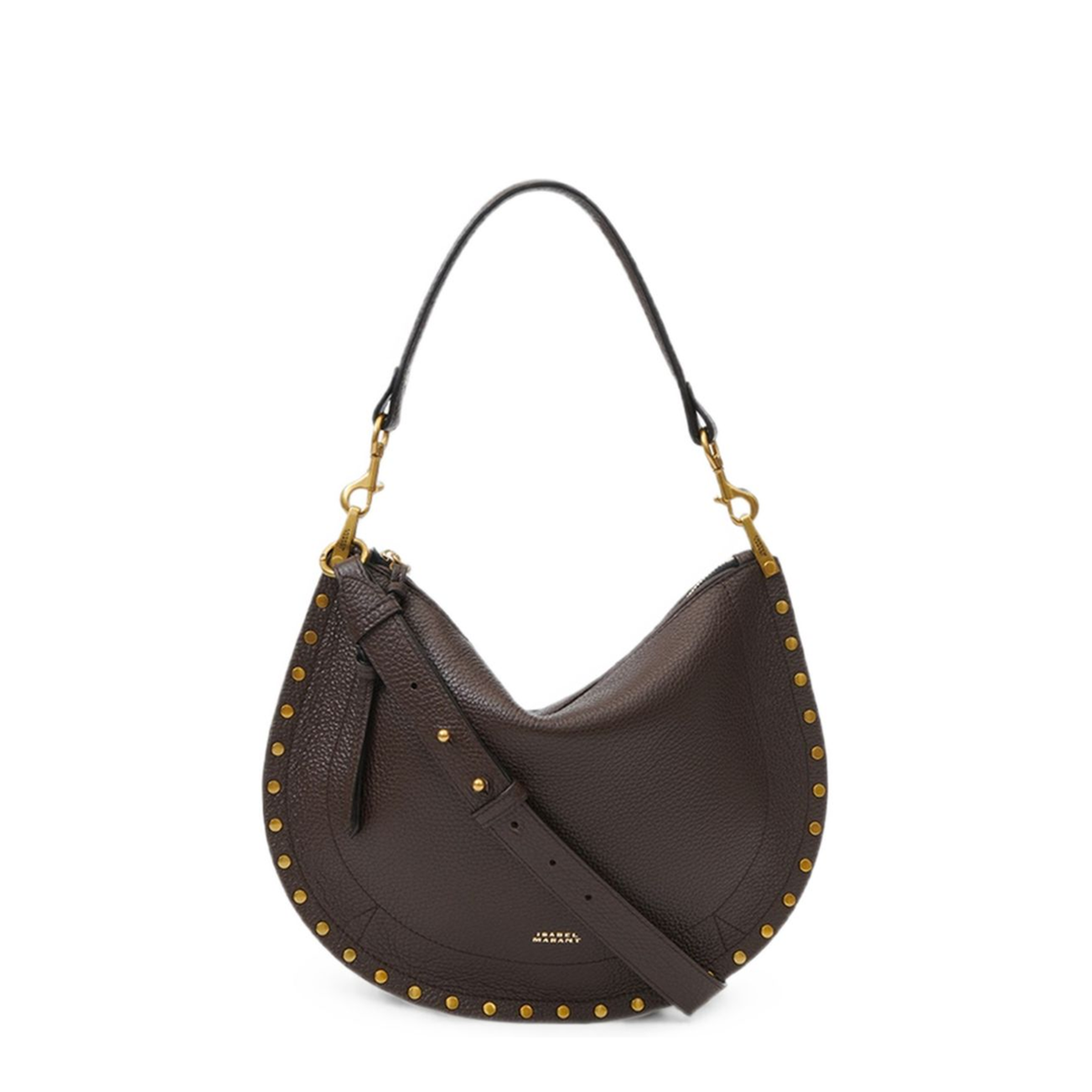 Grained Leather Crossbody Bag - Coffee - Image 1