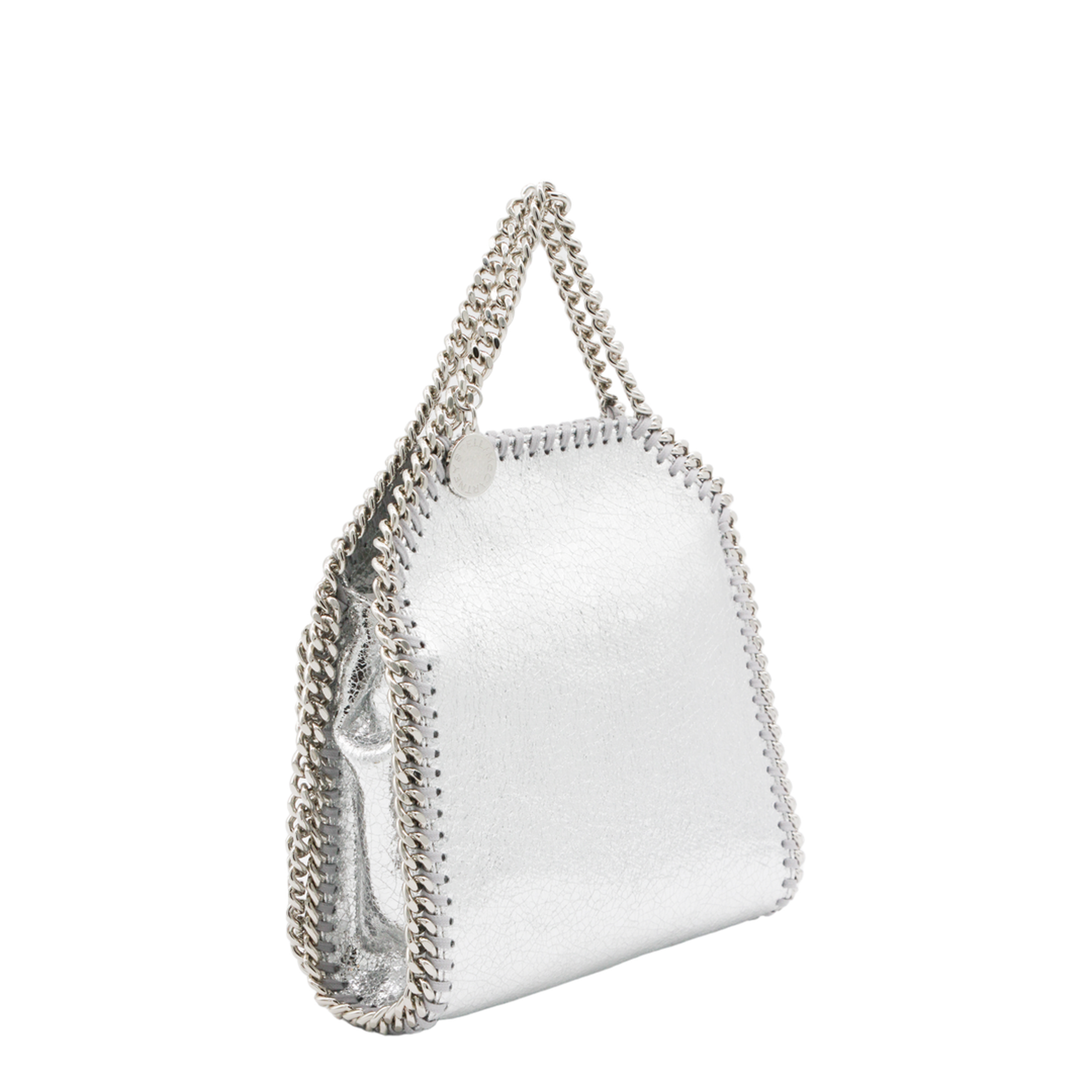 Falabella Tiny Cracked Metallic Polyester Tote Bag - Silver - Image 4